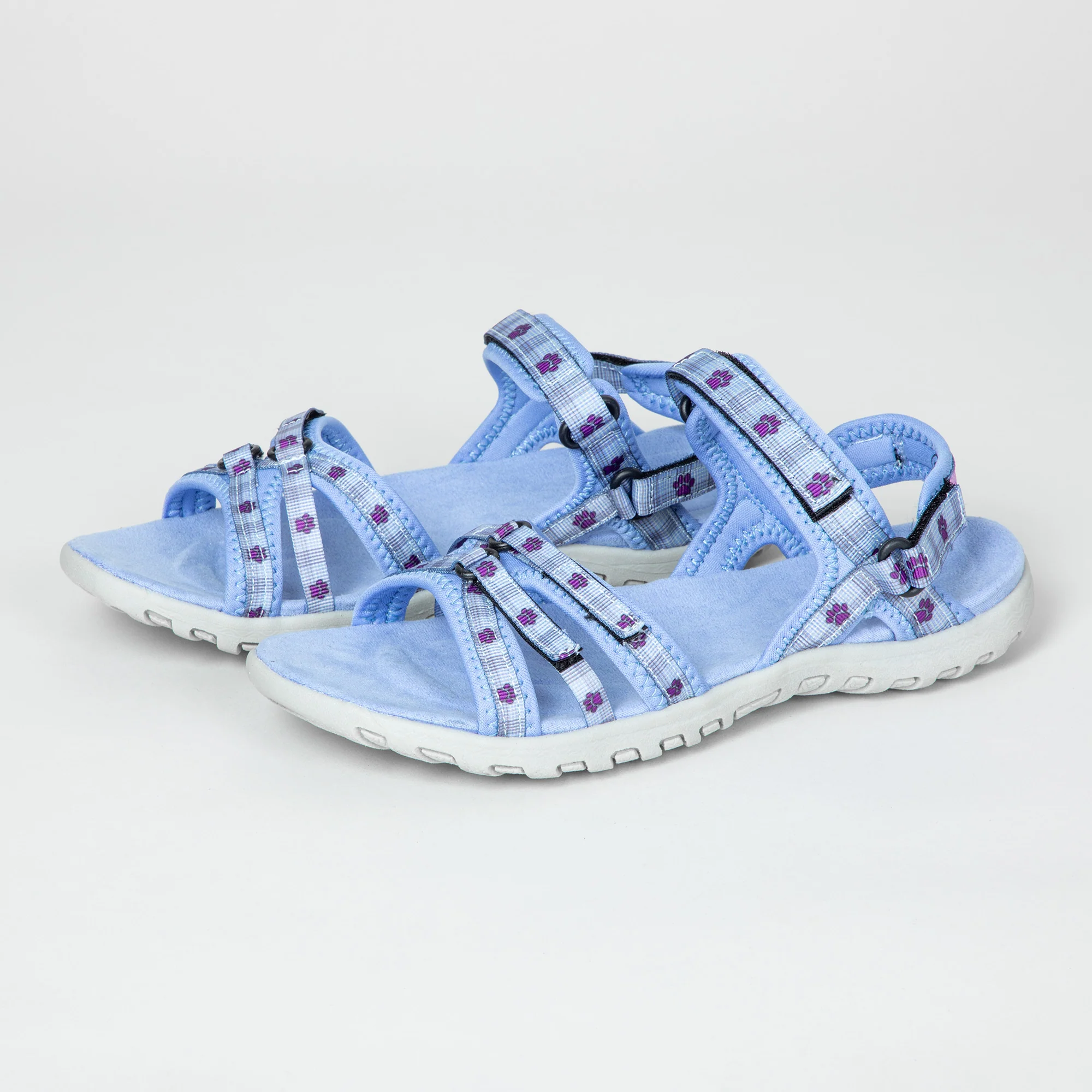 Open Toe Pastel Paw Print Strap Sport Sandals - Image 13