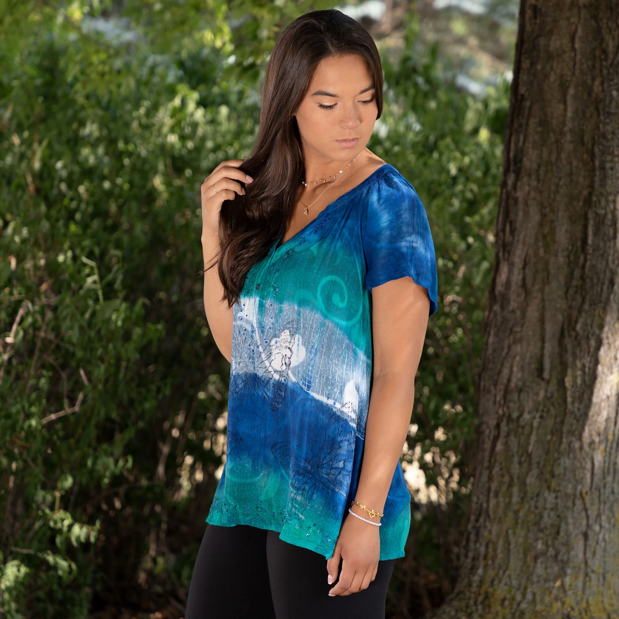 Butterflies on the Sea Short Sleeve Top - Image 2