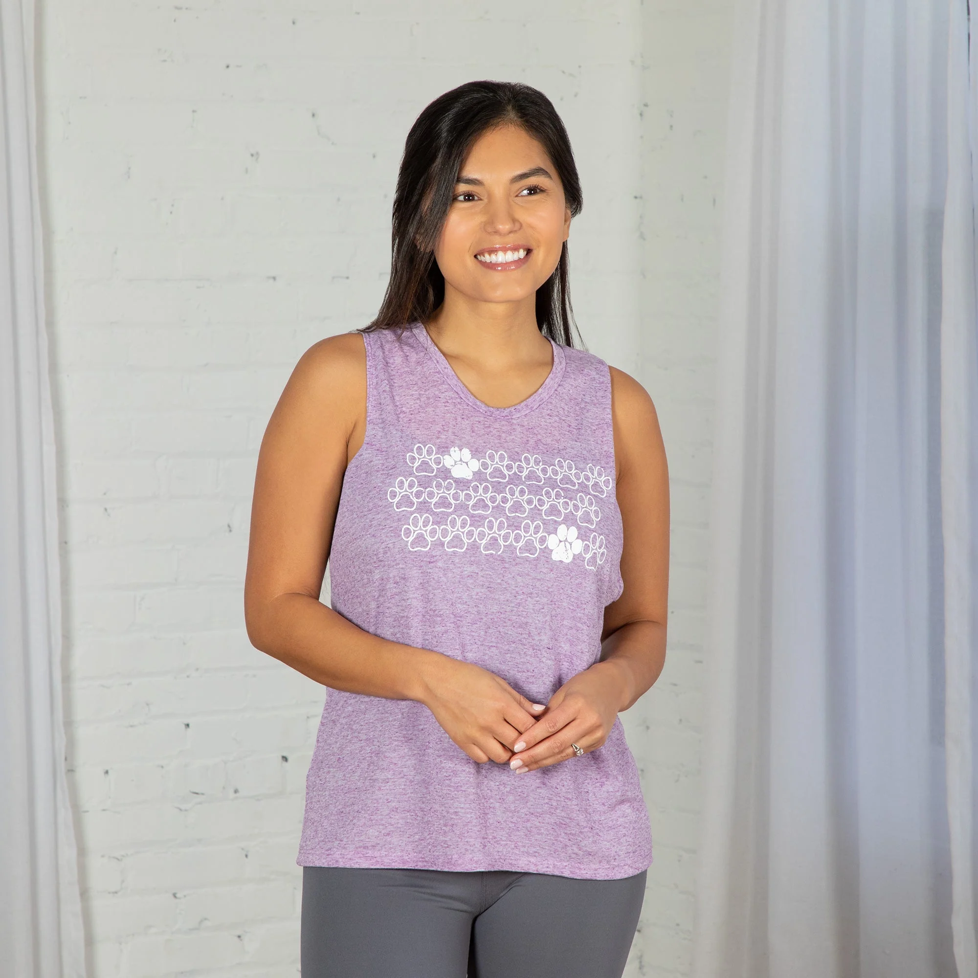 Purple Paw Heathered Tank Top - Image 9
