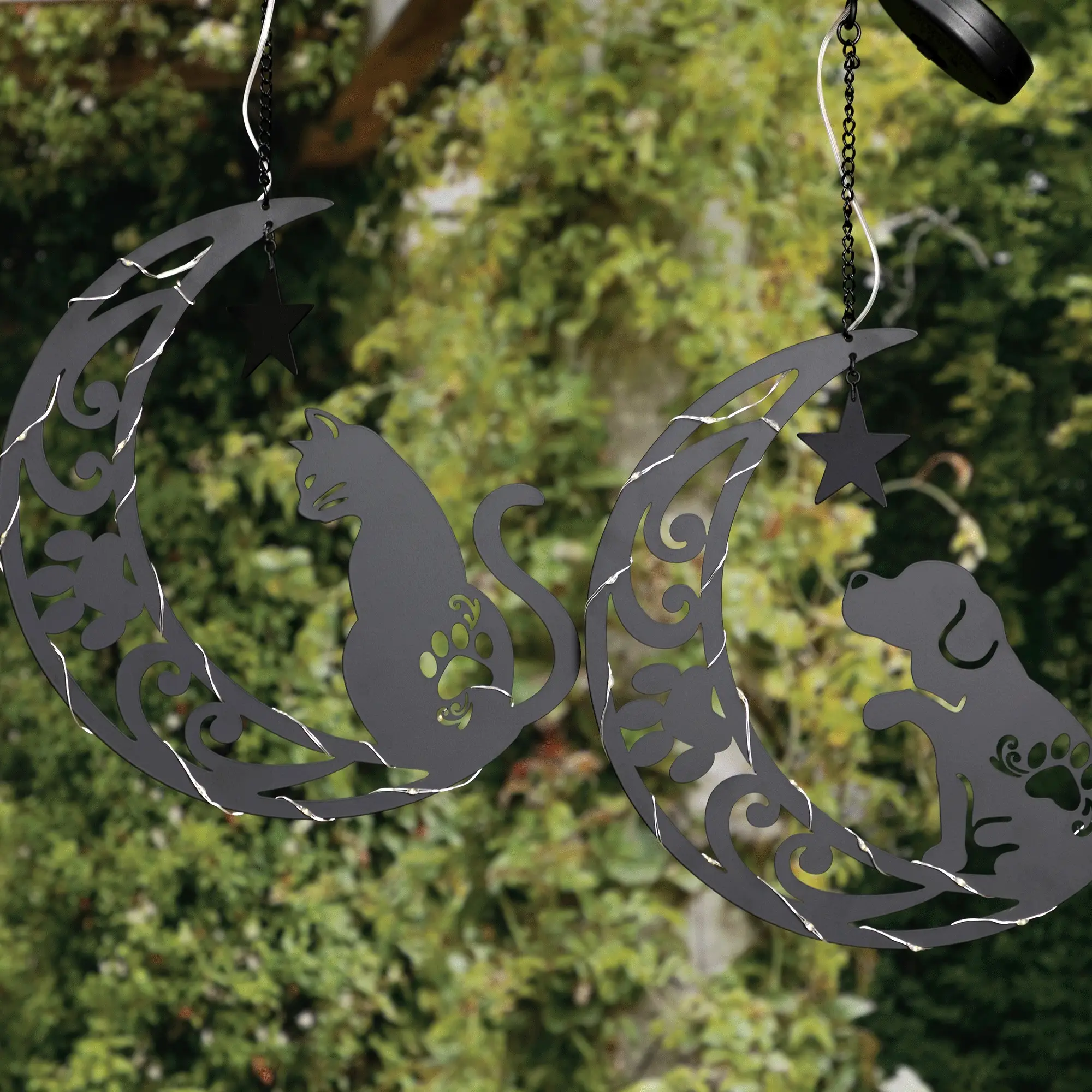 Star Gazing Pets On The Moon Solar Hanging Light - Image 2