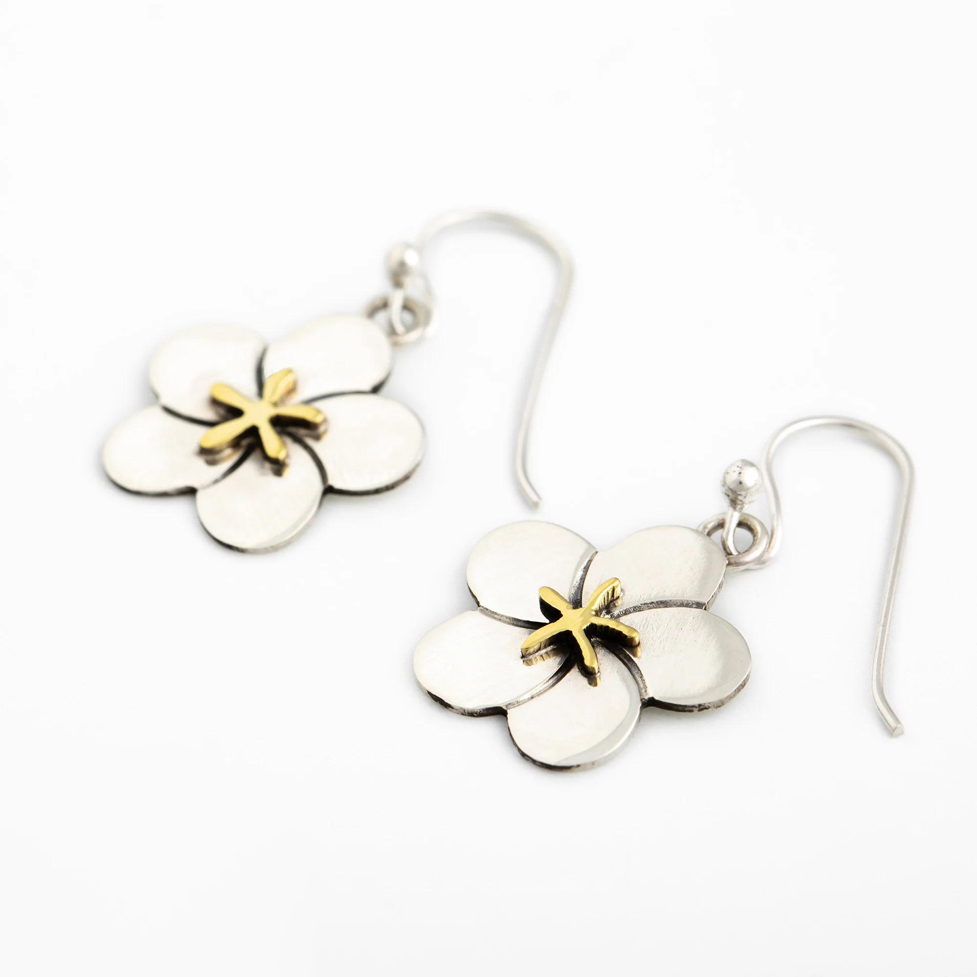 Mixed Metal Dangling Flower Earrings - Image 13