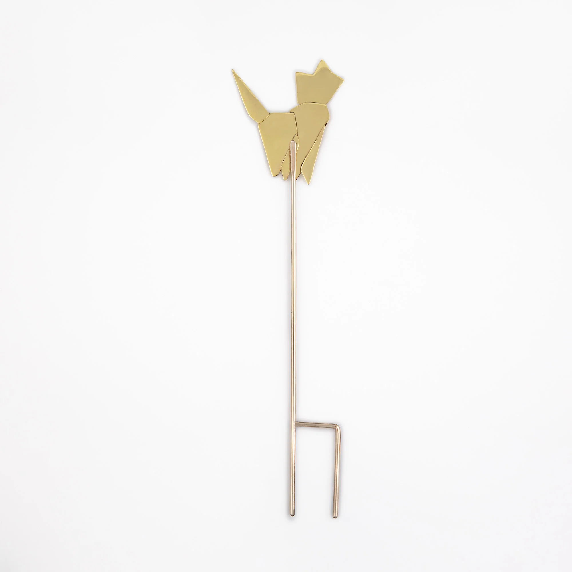 Origami Cat Mixed Metal Plant Stake - Image 4