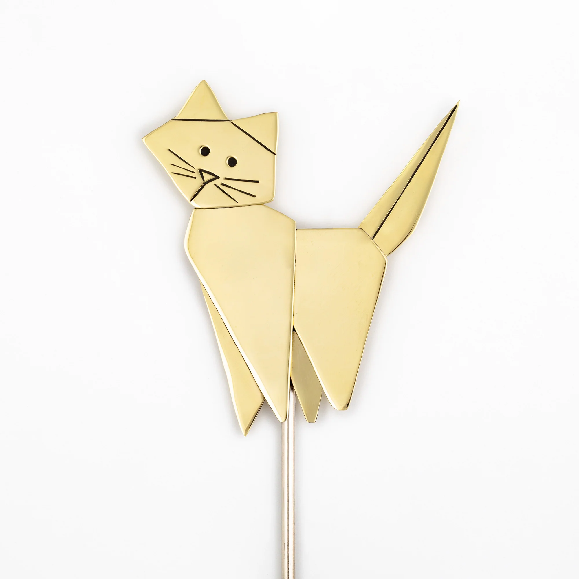 Origami Cat Mixed Metal Plant Stake - Image 5
