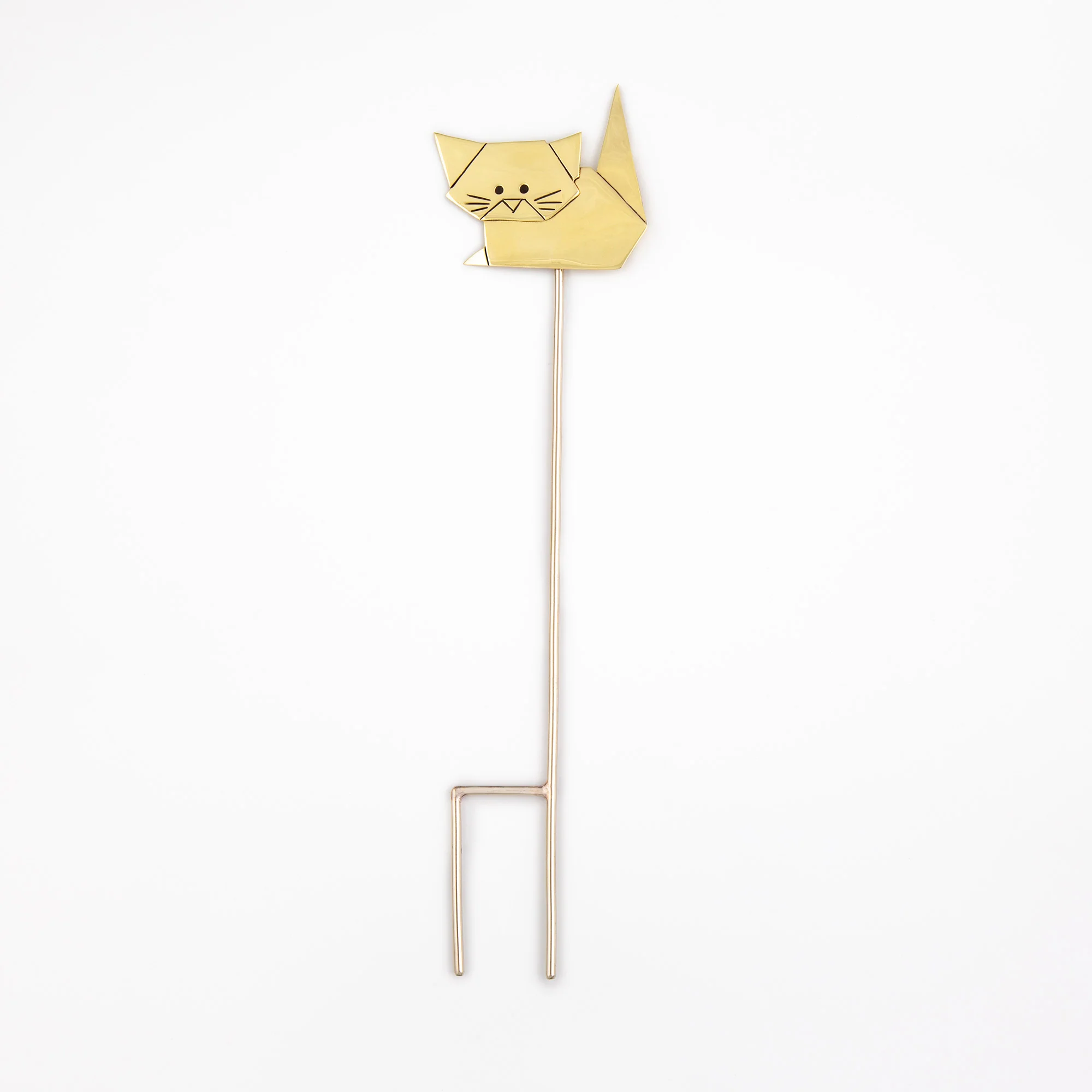 Origami Cat Mixed Metal Plant Stake - Image 7