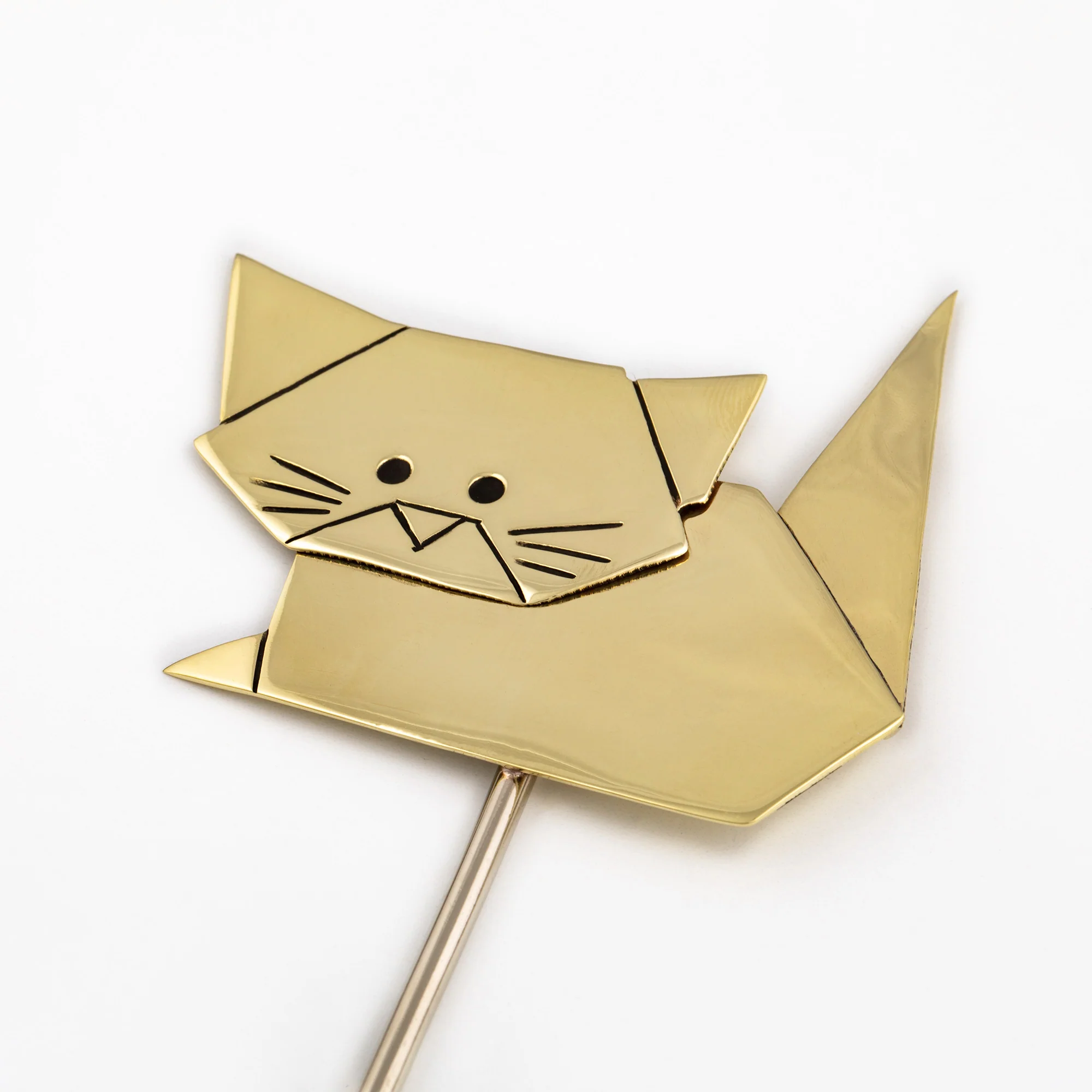 Origami Cat Mixed Metal Plant Stake - Image 8