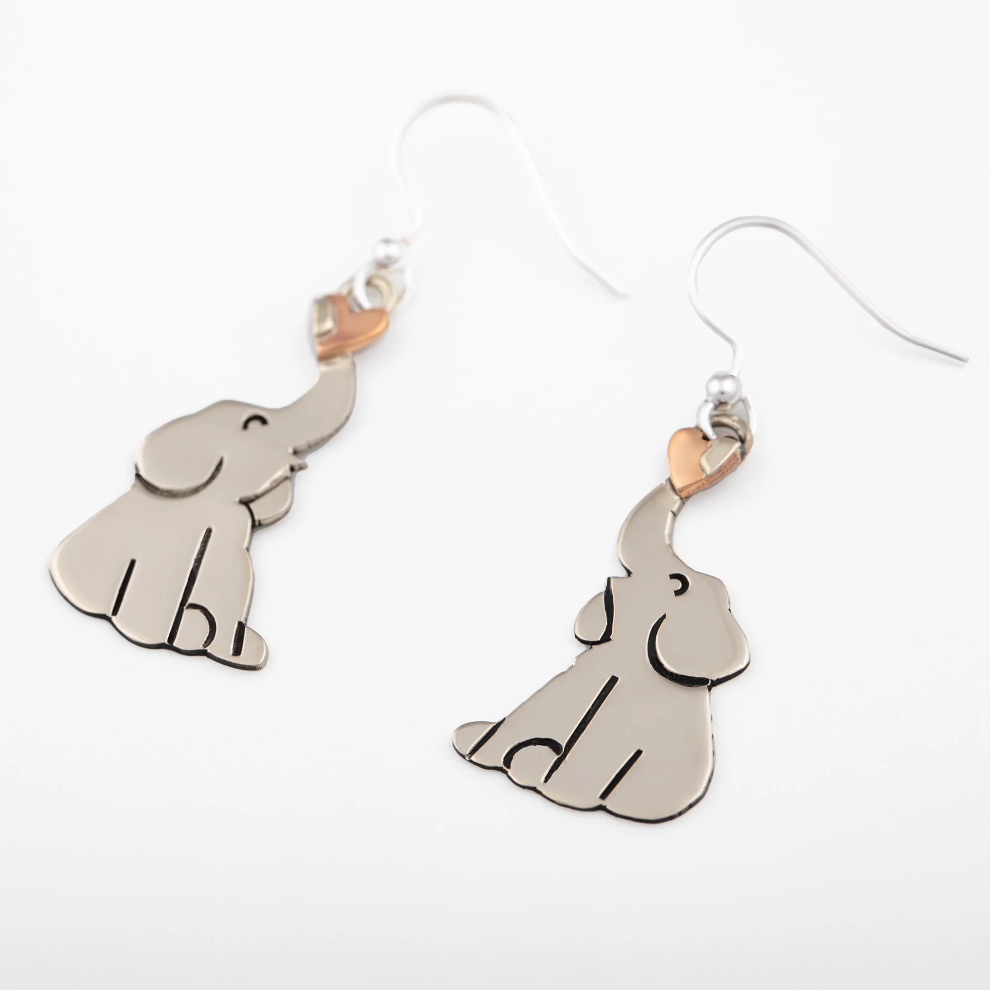 Elephants Love Mixed Metal Earrings - Image 3