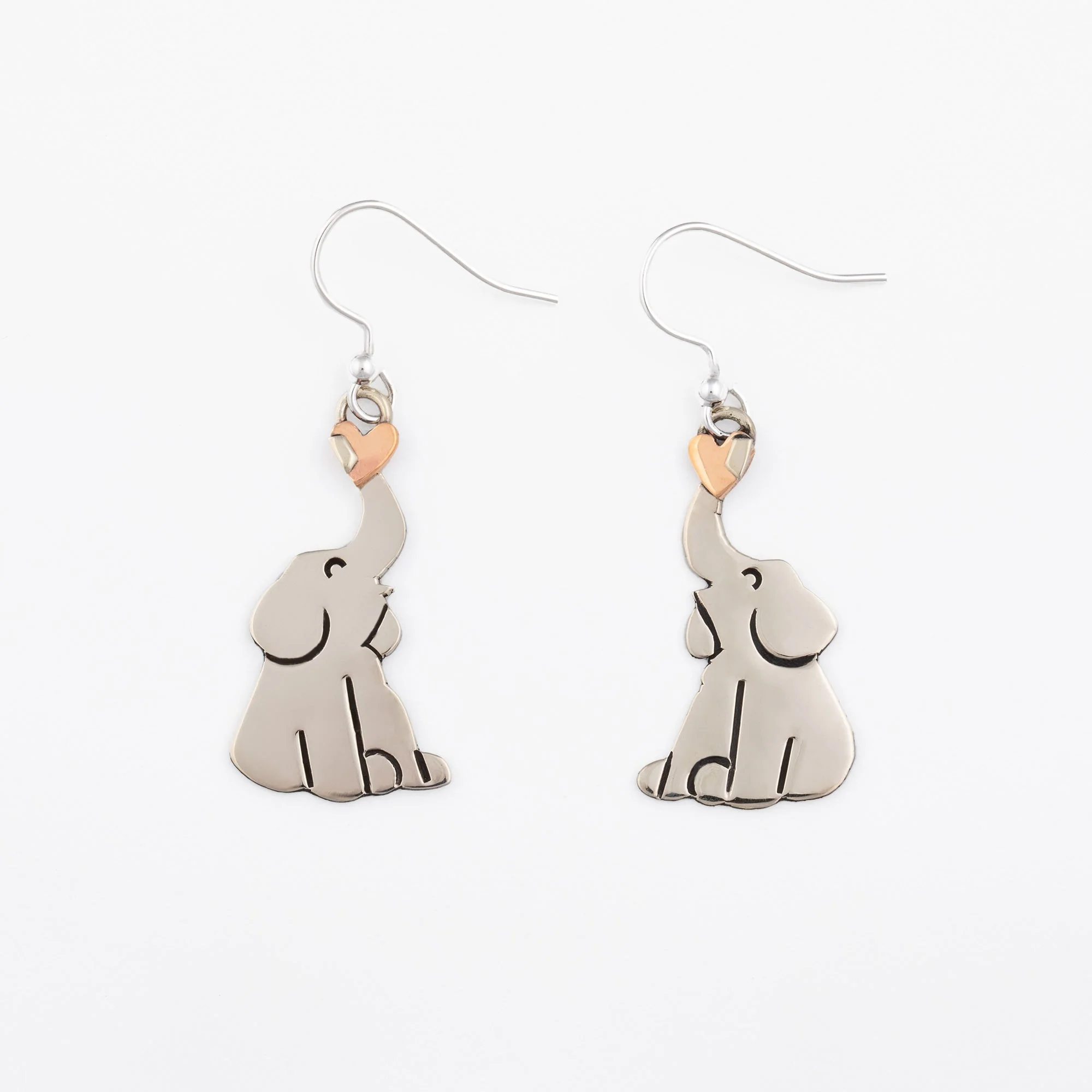 Elephants Love Mixed Metal Earrings - Image 4