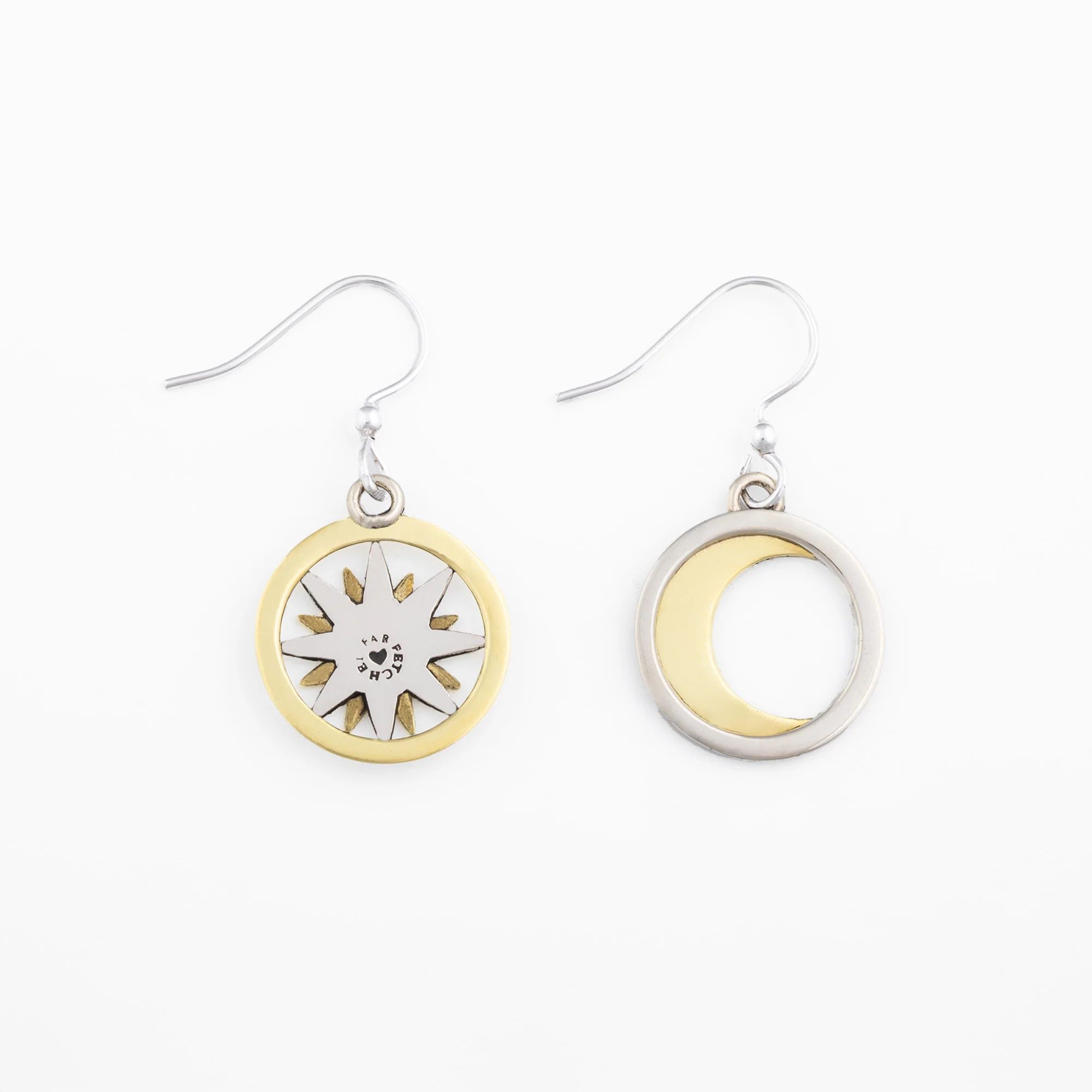 Sun & Moon Mixed Metal Earrings - Image 2