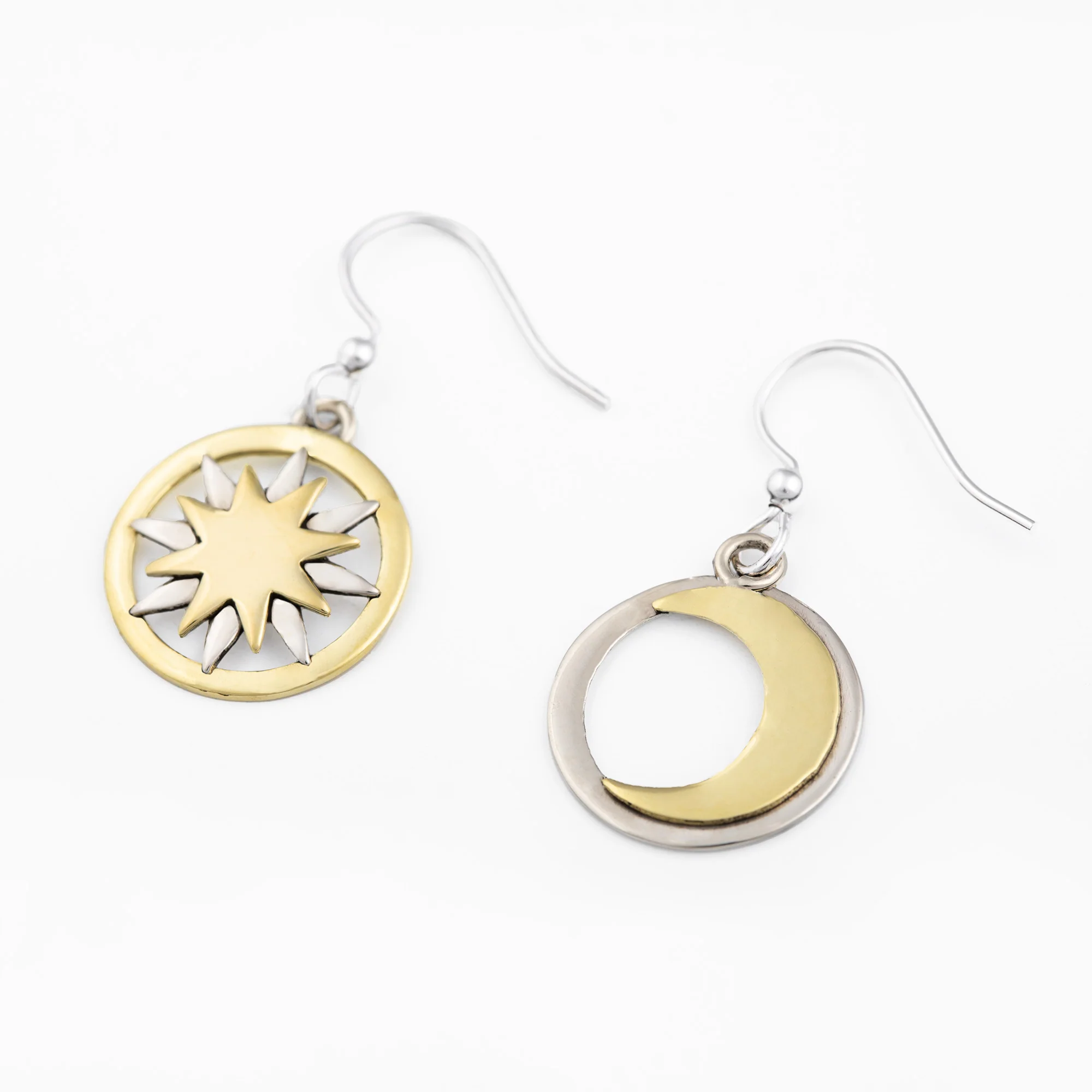 Sun & Moon Mixed Metal Earrings - Image 3
