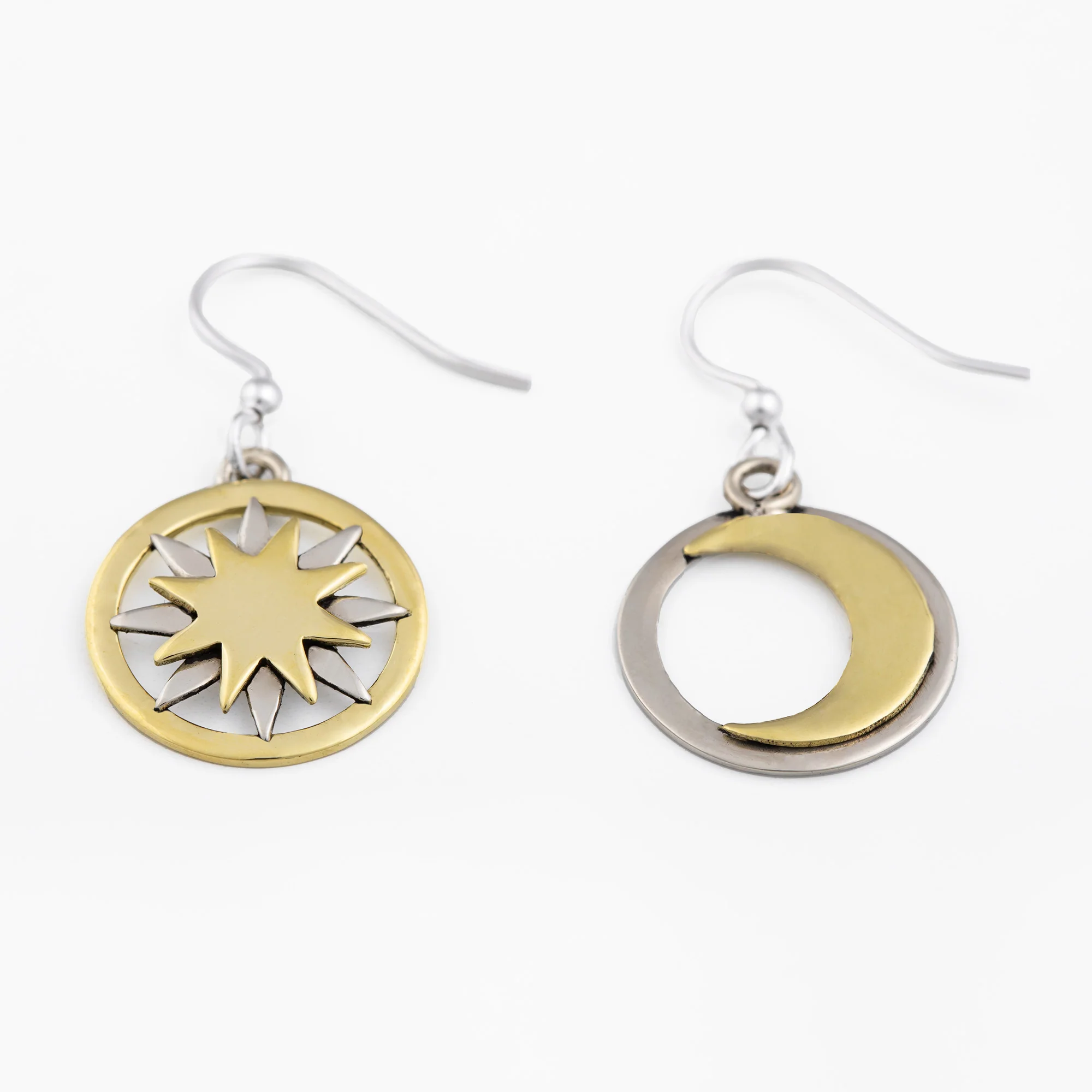 Sun & Moon Mixed Metal Earrings - Image 4