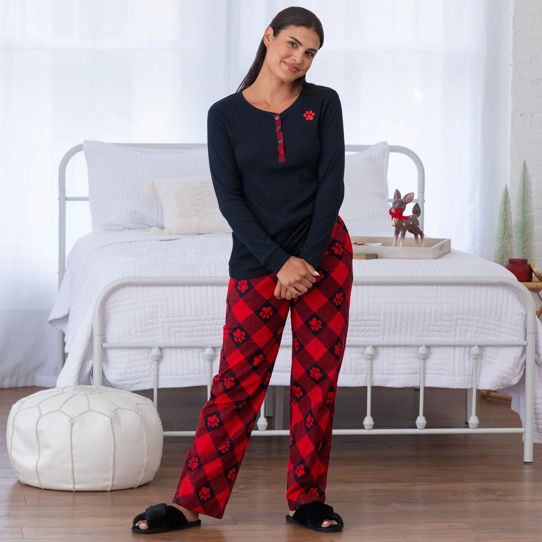 Paw Print Thermal & Flannel Pajama Set - Image 4