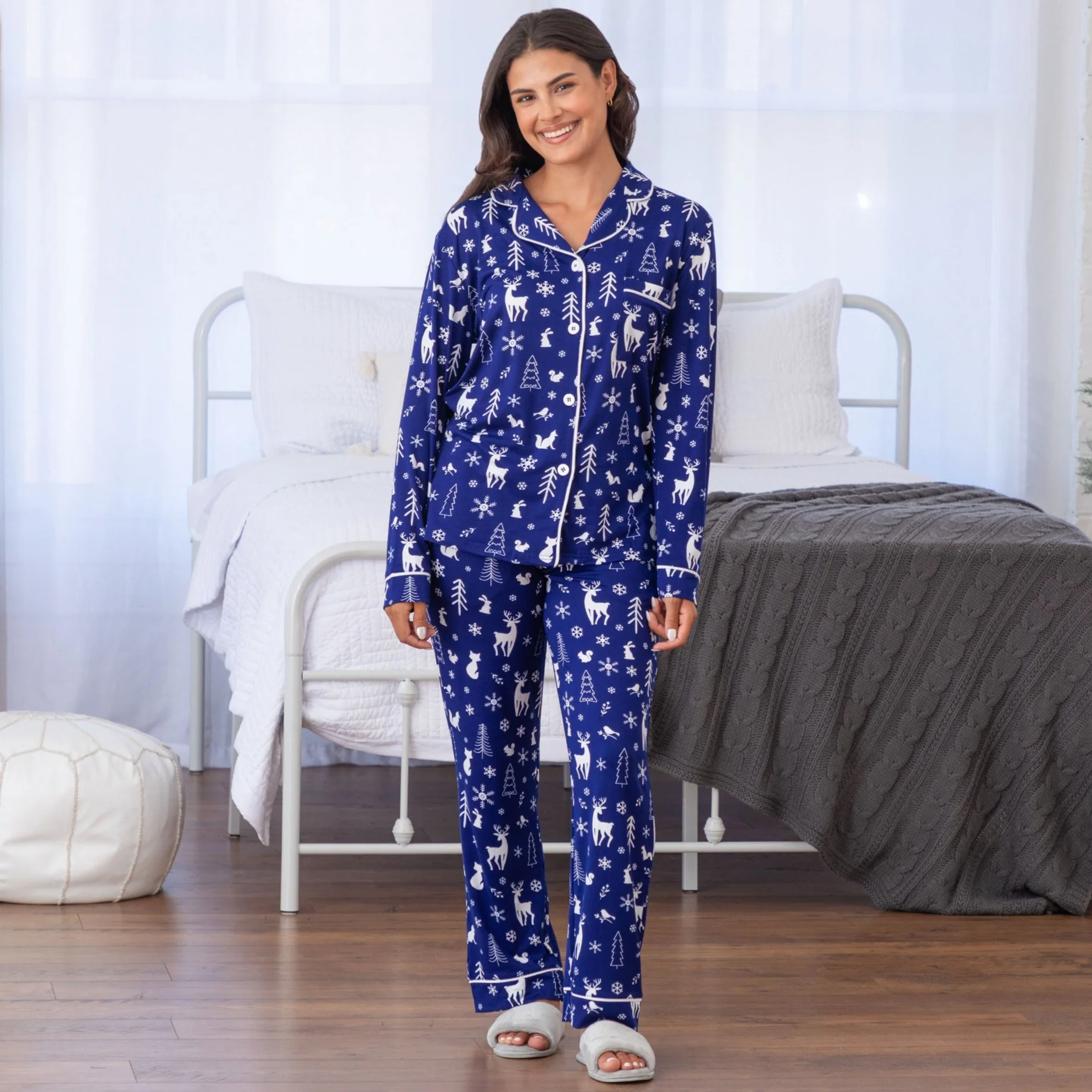 Snowy Winter Night Soft Touch Pajama Set - Image 2