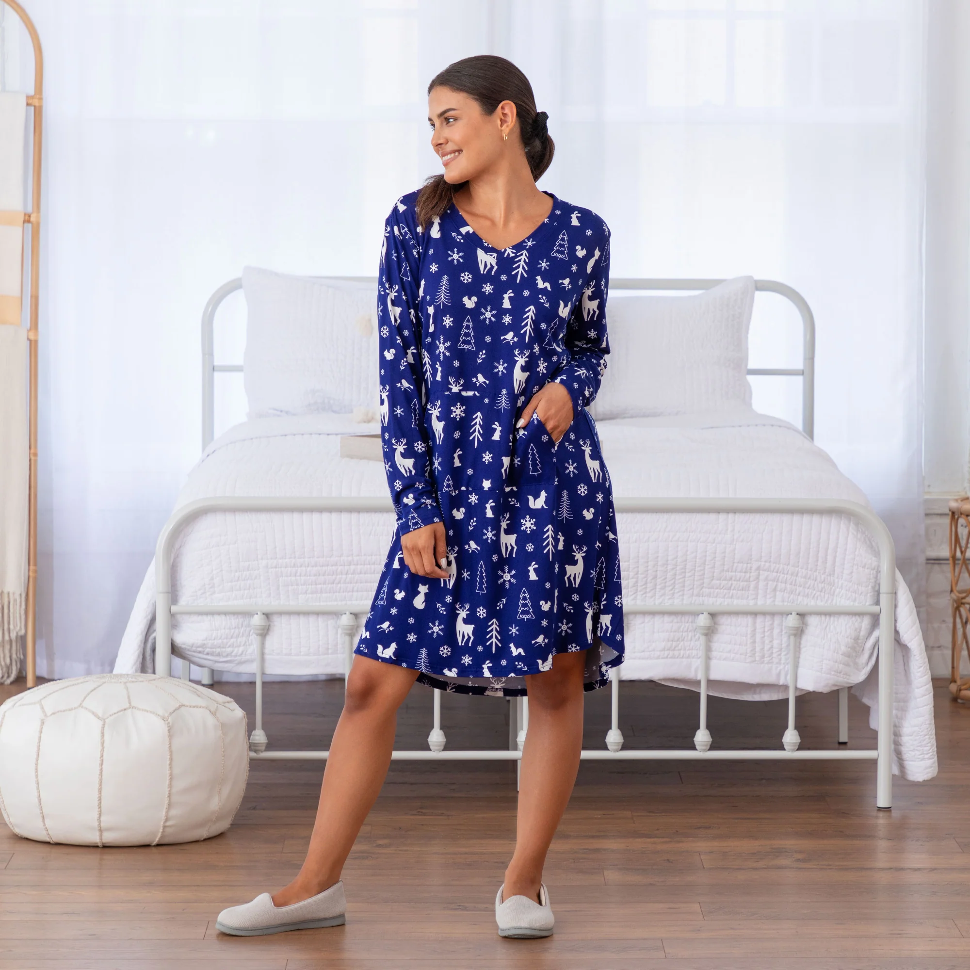 Snowy Winter Night Soft Touch Nightgown - Image 13