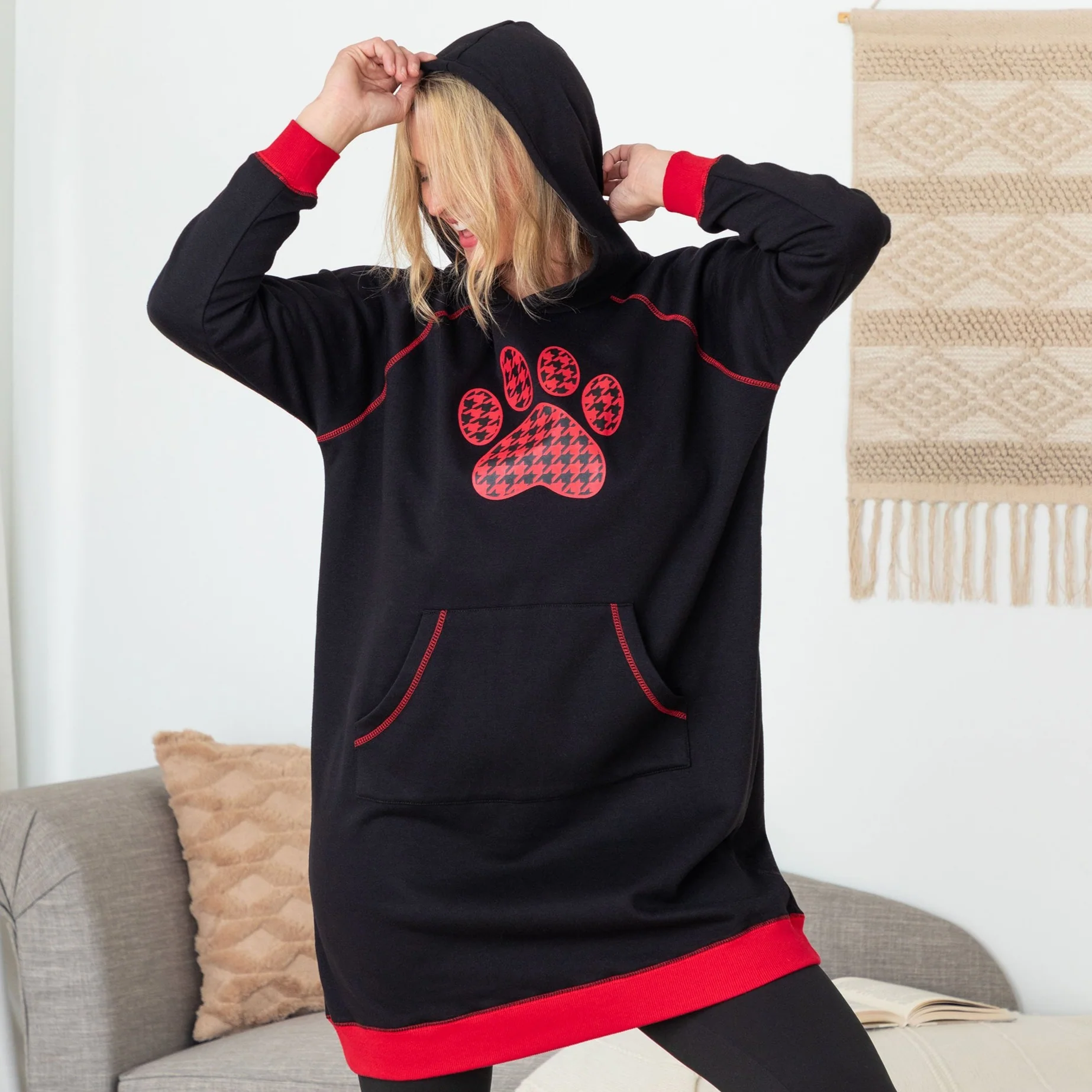 Paw Print Oversized Hooded Sweatshirt - Image 7