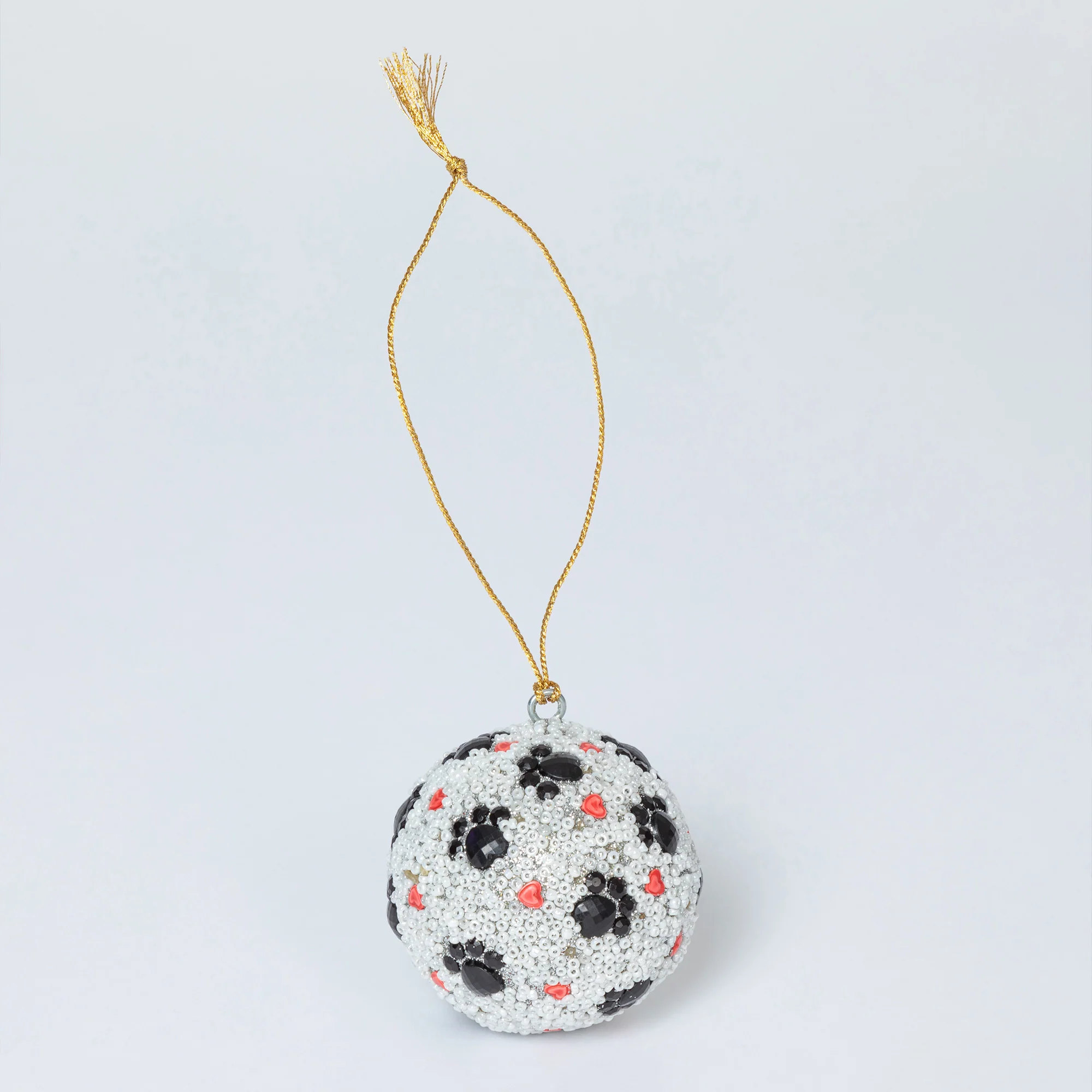 Beaded Glass Paws & Hearts Ornament - Image 3