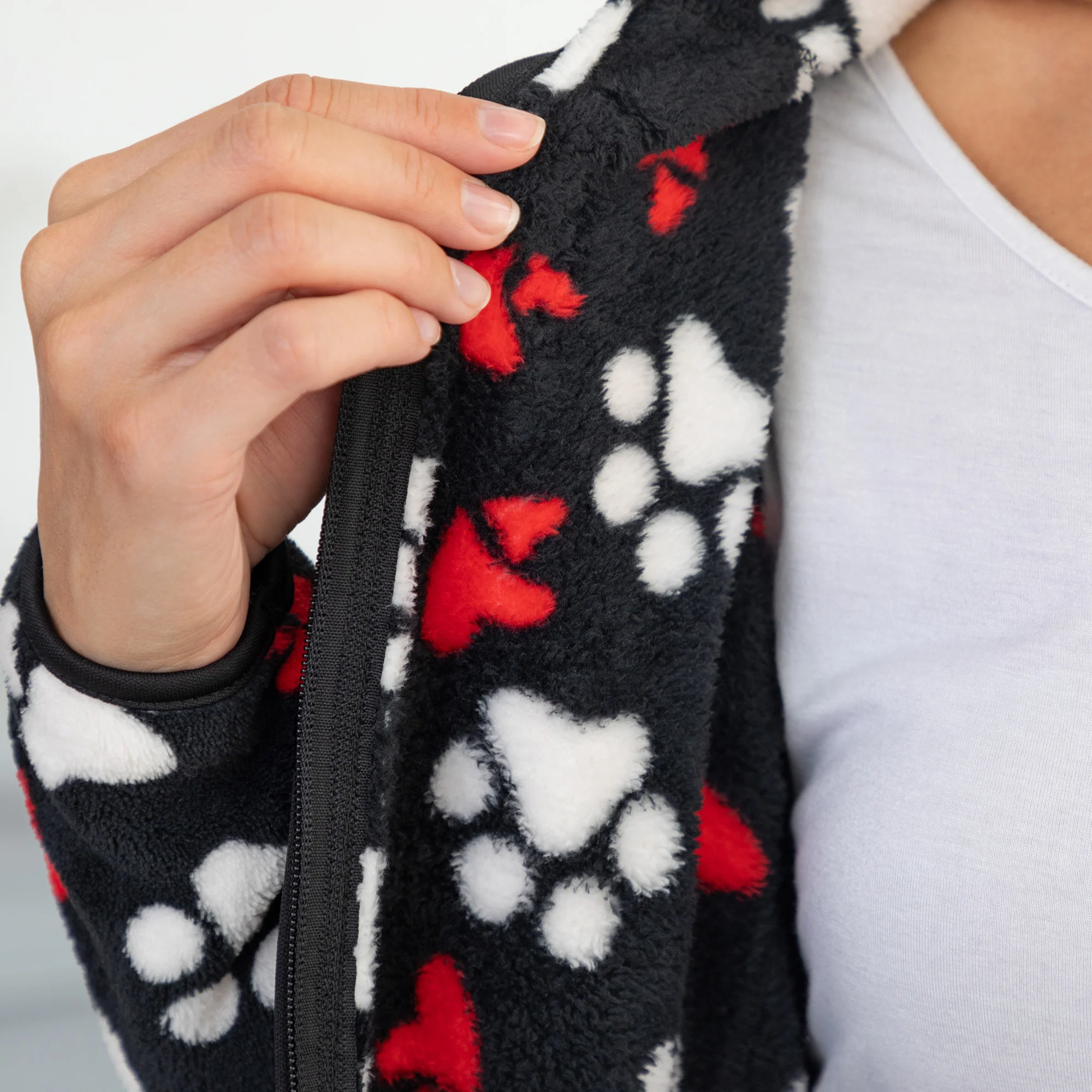Printed Paws Fleece Trimmed Zippered Jacket - Image 4
