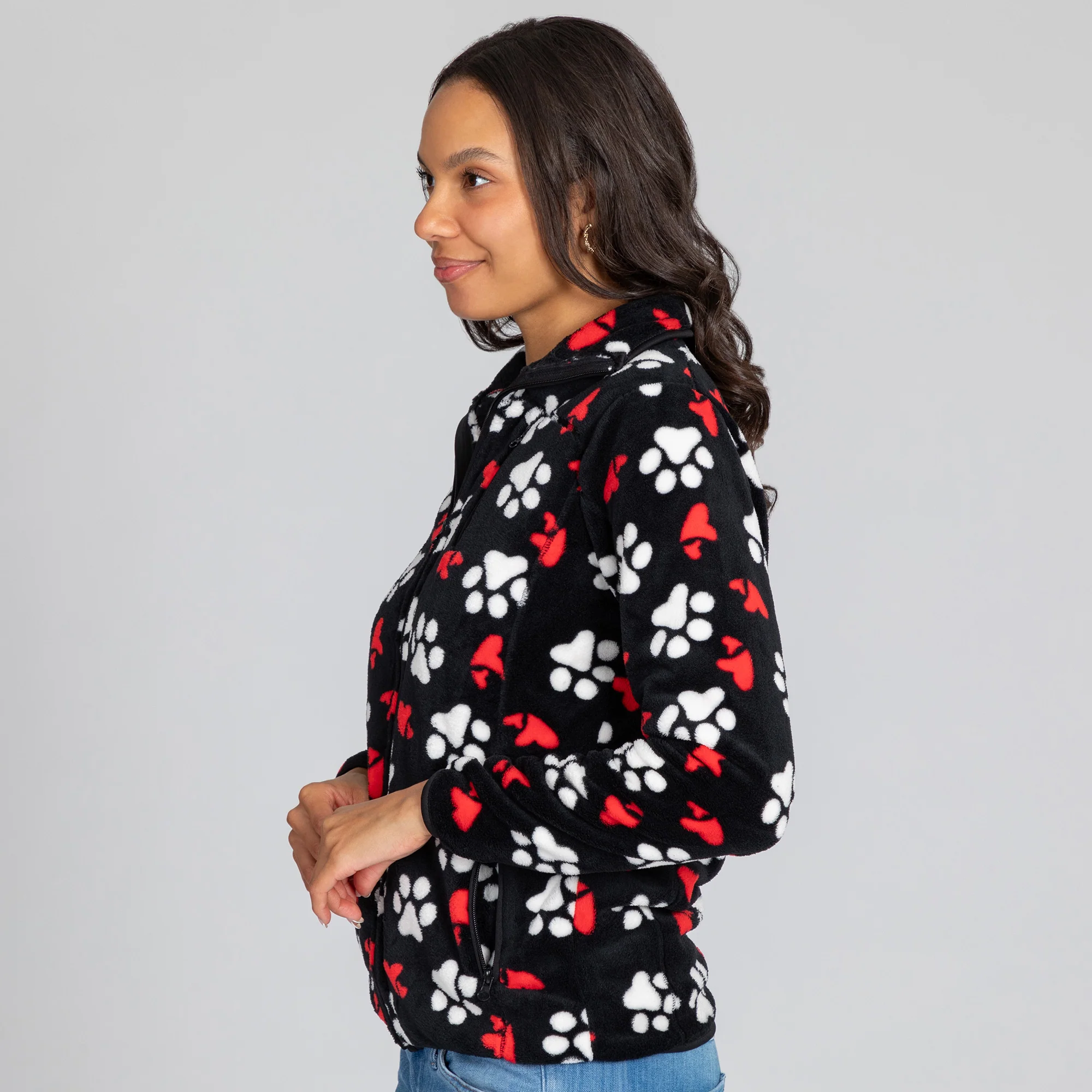 Printed Paws Fleece Trimmed Zippered Jacket - Image 9