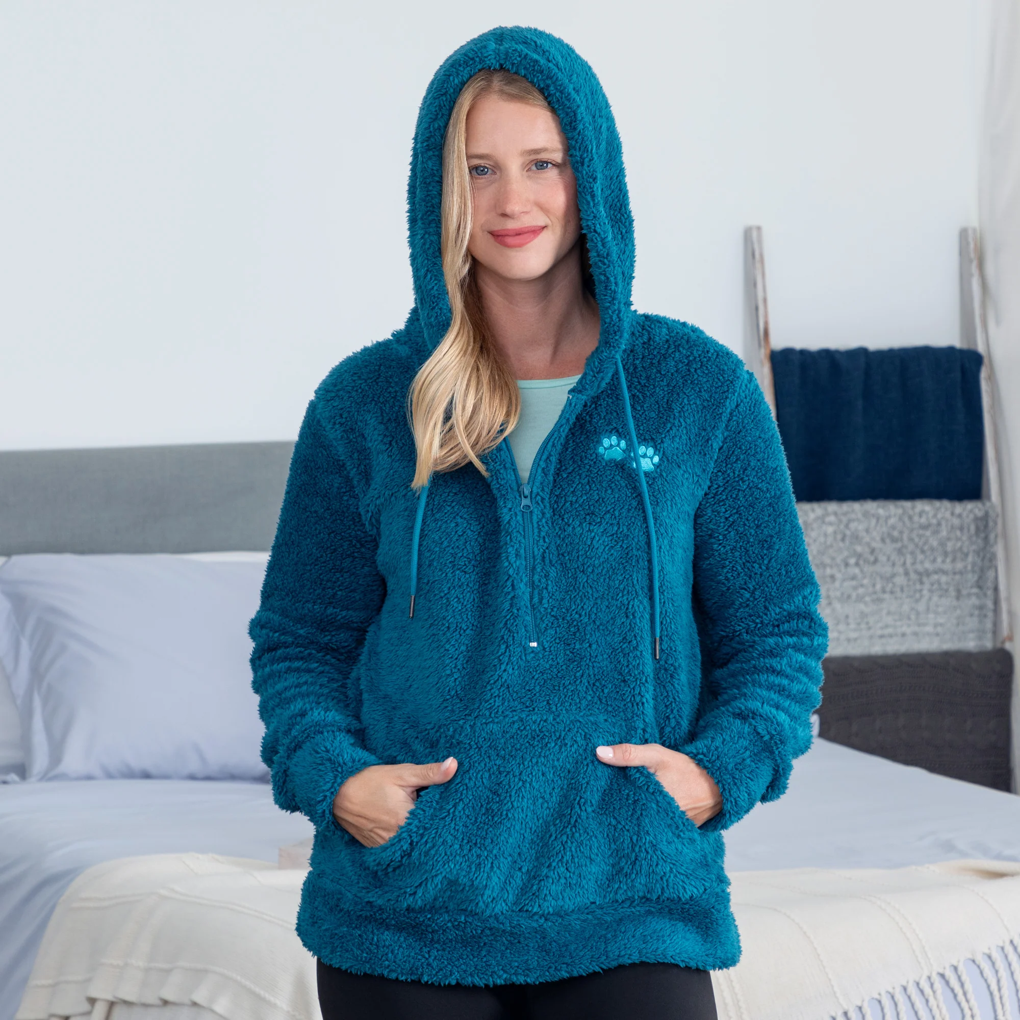 Purple Paws Plush Sherpa Fleece Quarter Zip Hoodie - Image 12