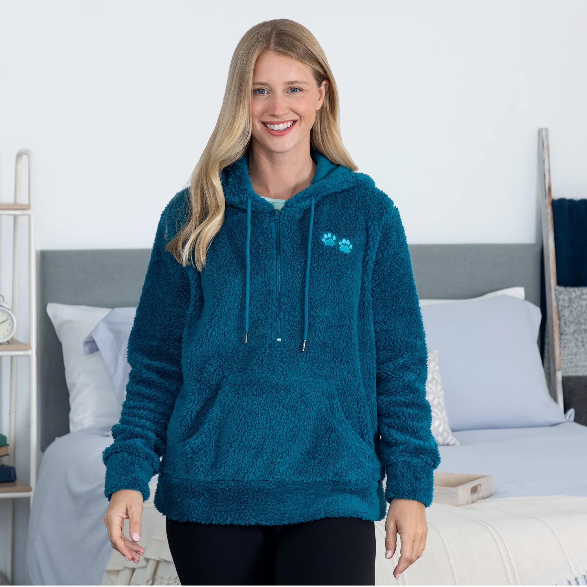 Purple Paws Plush Sherpa Fleece Quarter Zip Hoodie - Image 8