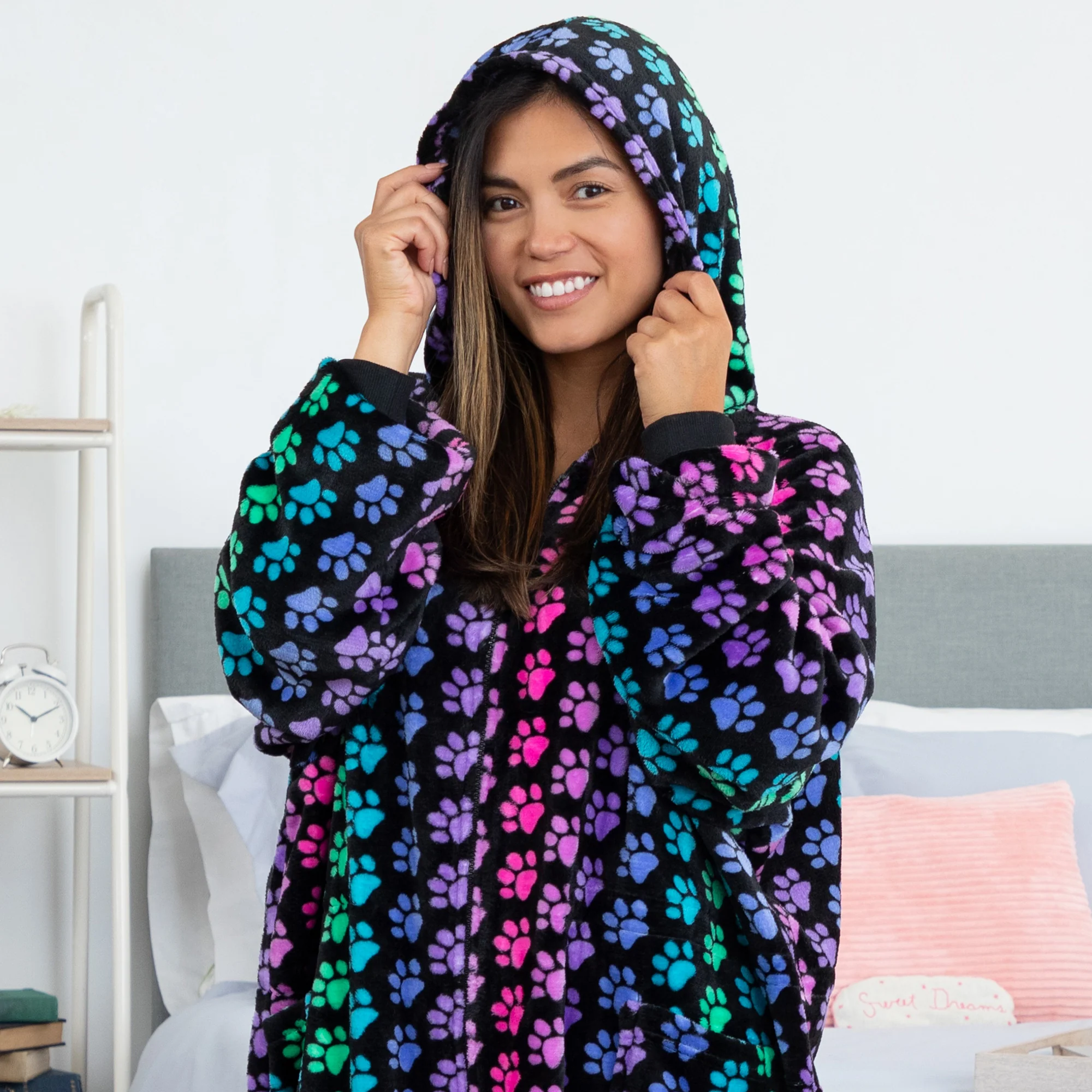 Super Cozy&trade; Paw Print Full Zip Blanket Hoodie with Waist Toggle - Image 6
