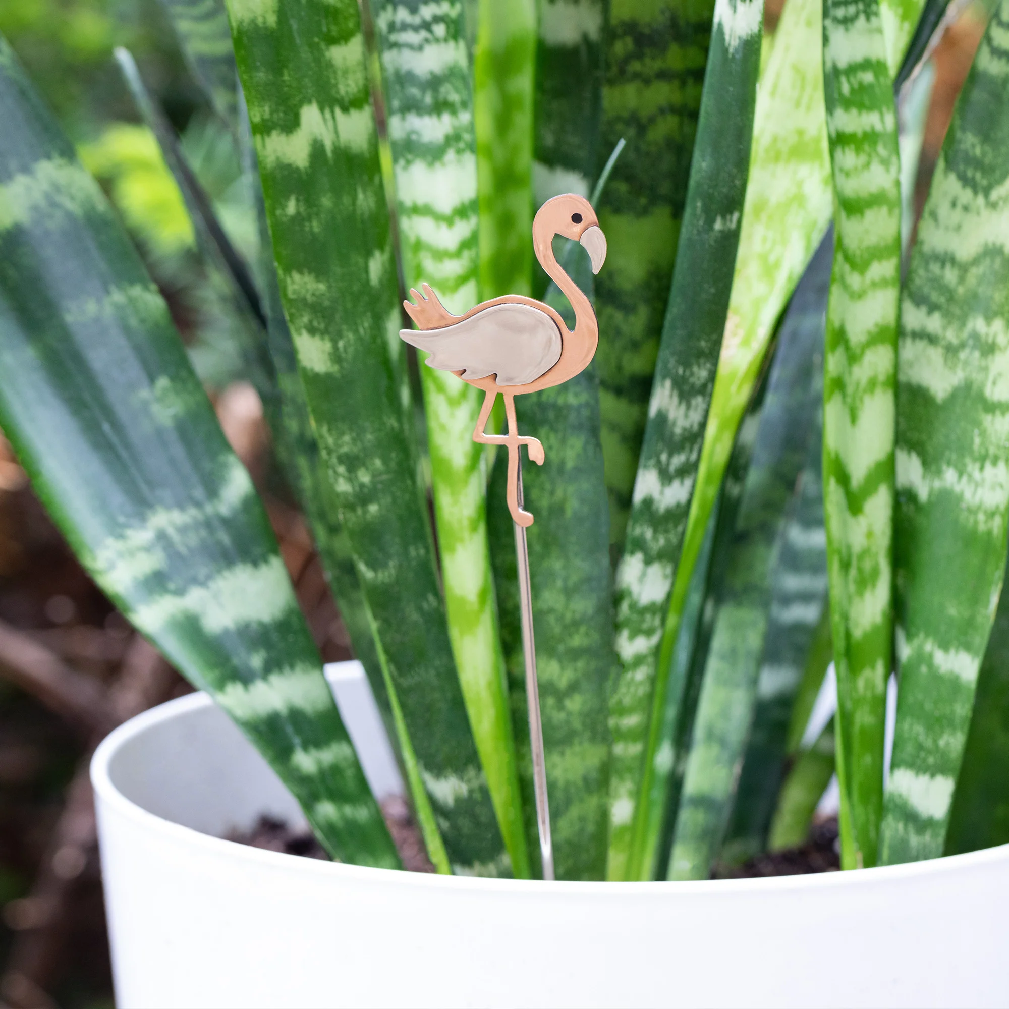 Flamingo Mixed Metal Plant Stake - Image 2