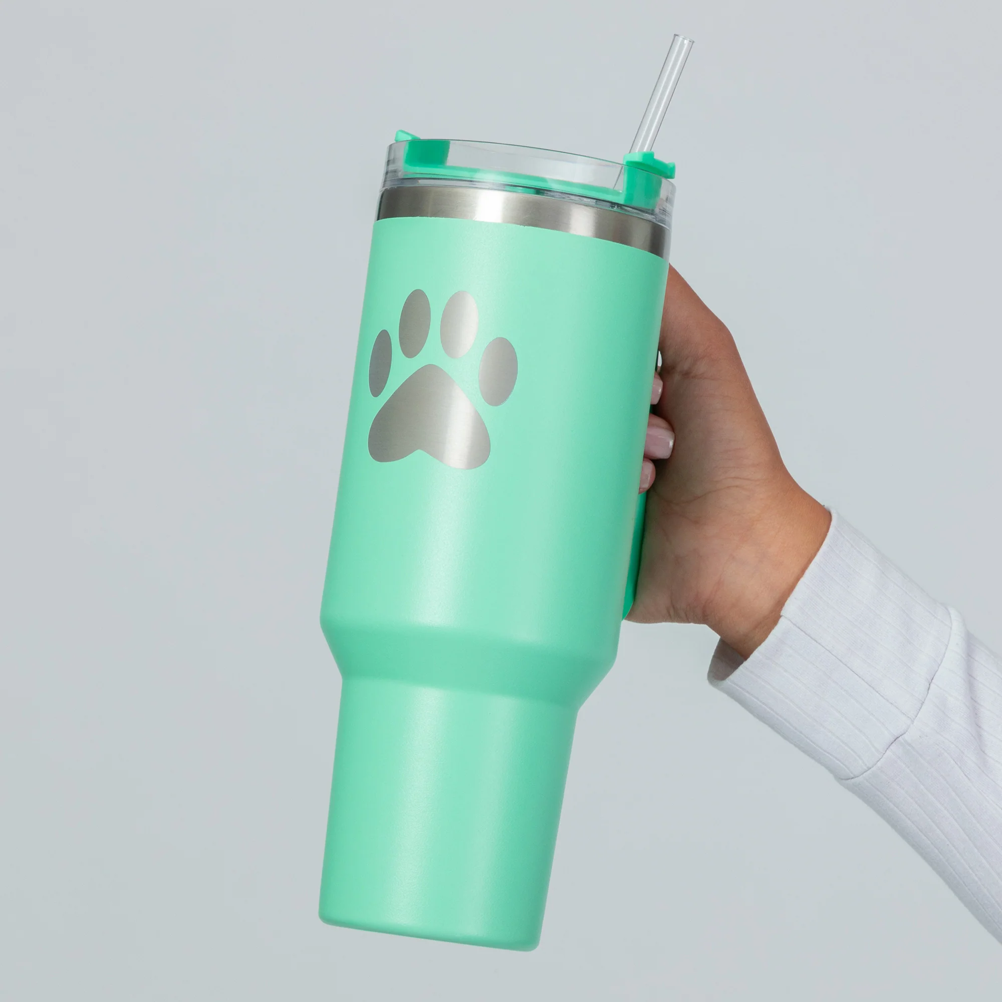 Paw Print Vacuum Sealed Stainless Steel Tumbler - 40 oz - Image 13
