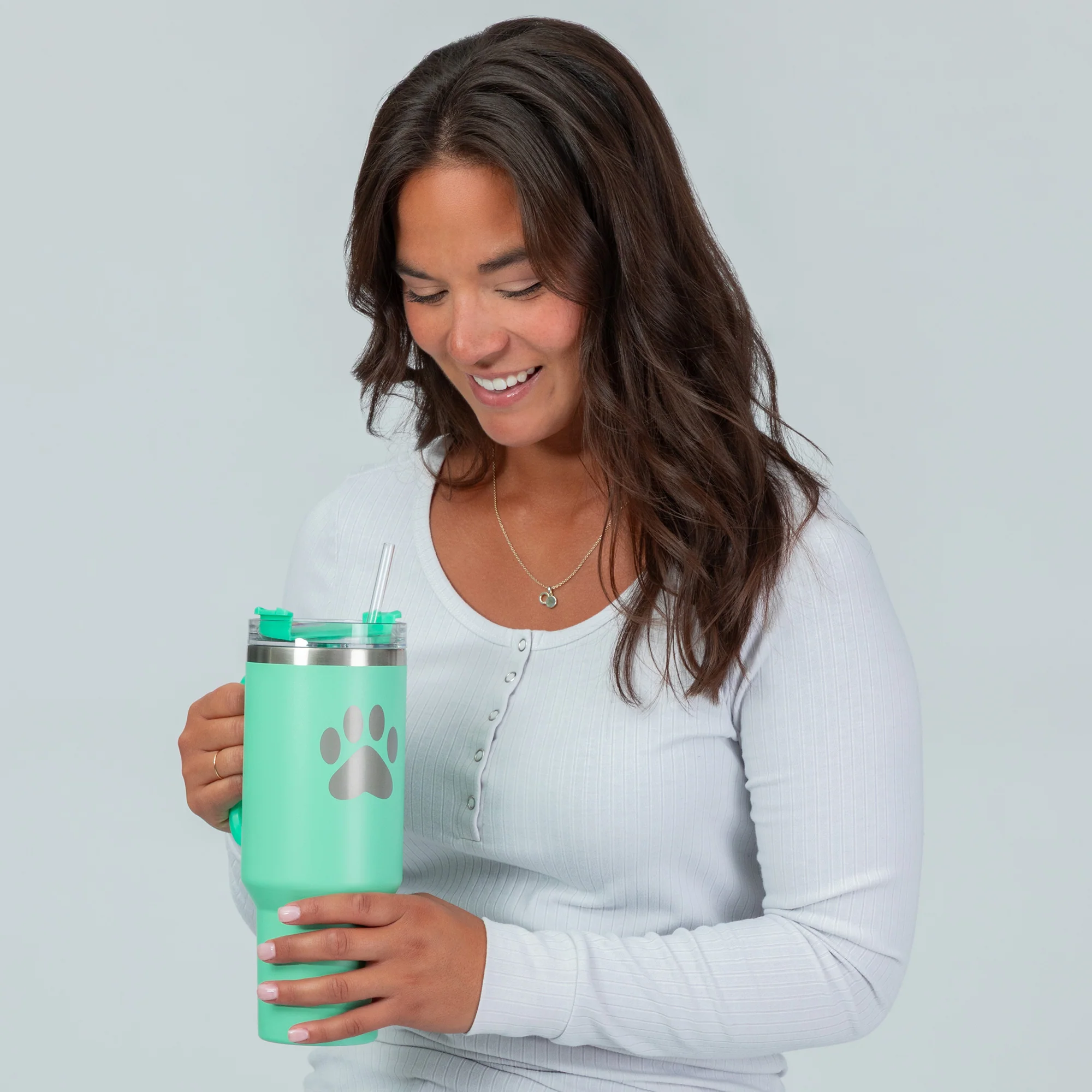 Paw Print Vacuum Sealed Stainless Steel Tumbler - 40 oz - Image 14