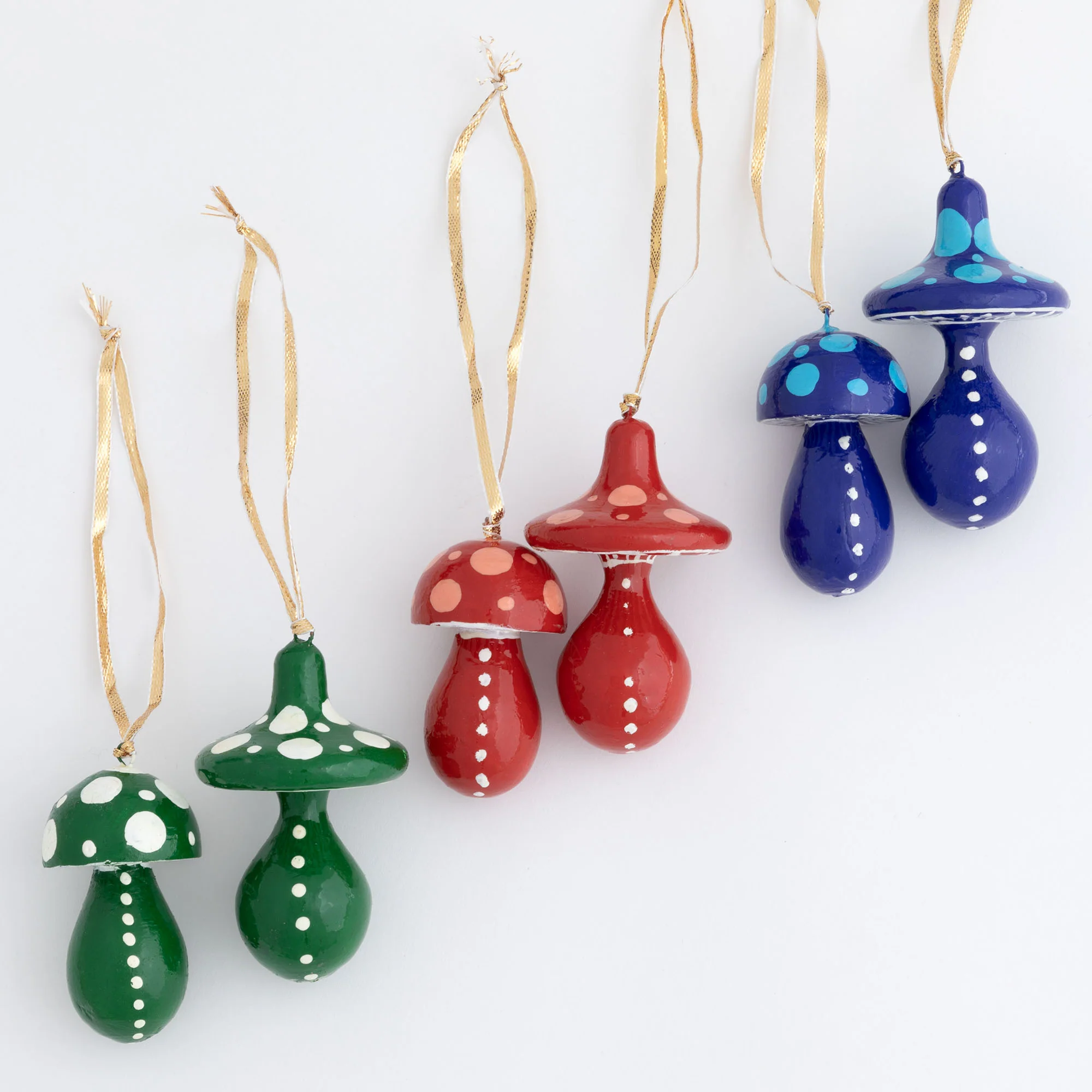 Hand Painted Mushroom Ornaments - Set of 2