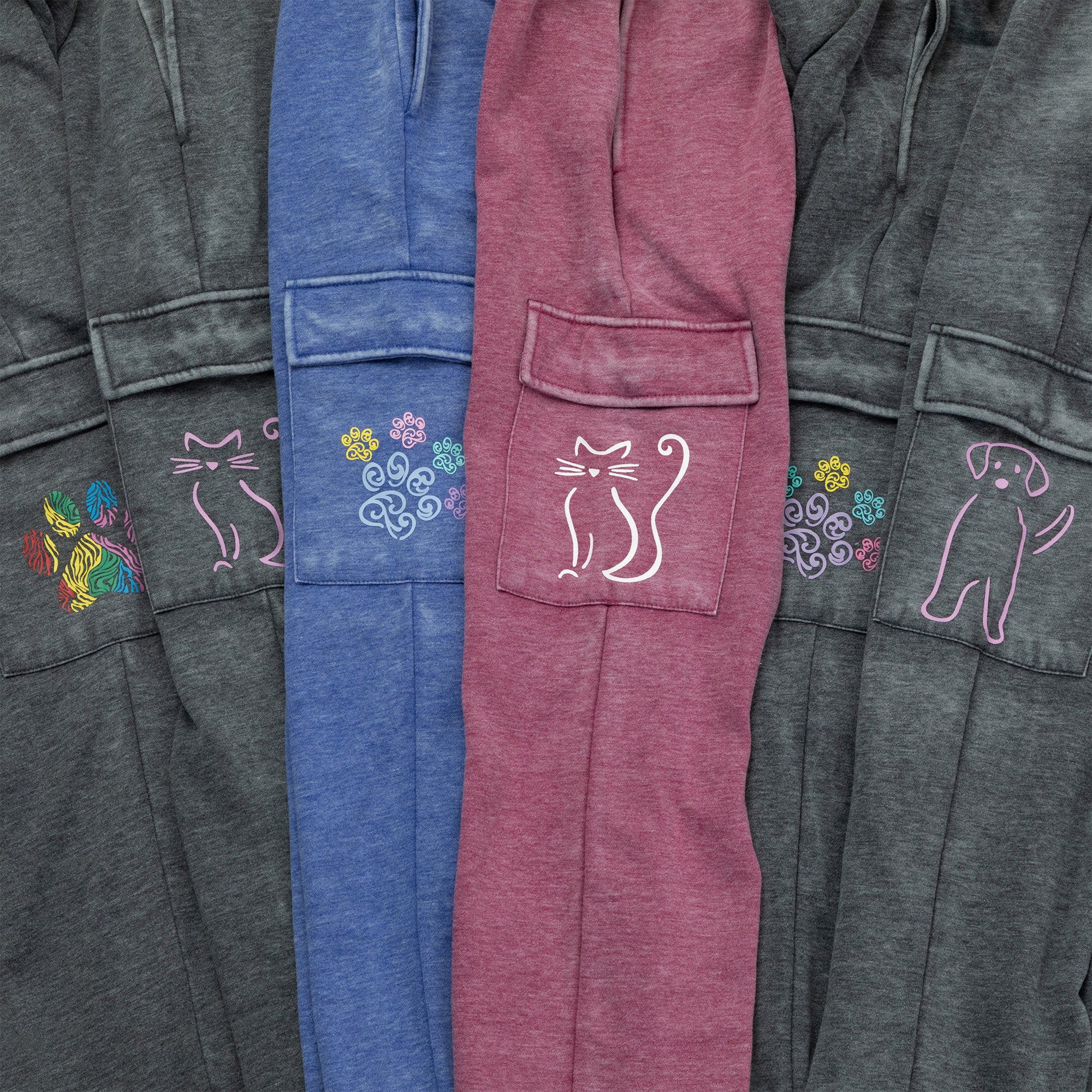 Paw Print Burnout Cargo Pocket Pants - Image 2