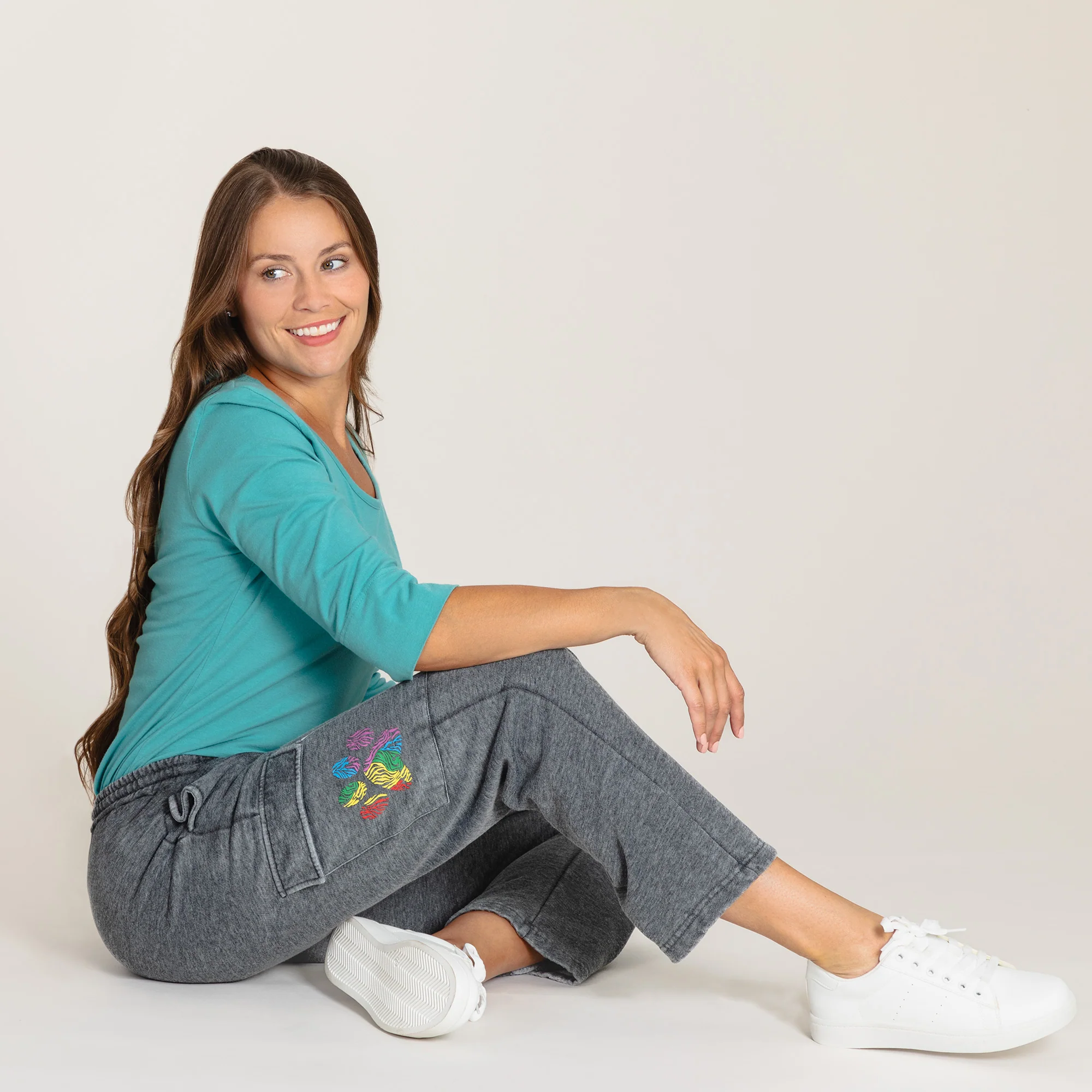 Paw Print Burnout Cargo Pocket Pants - Image 28