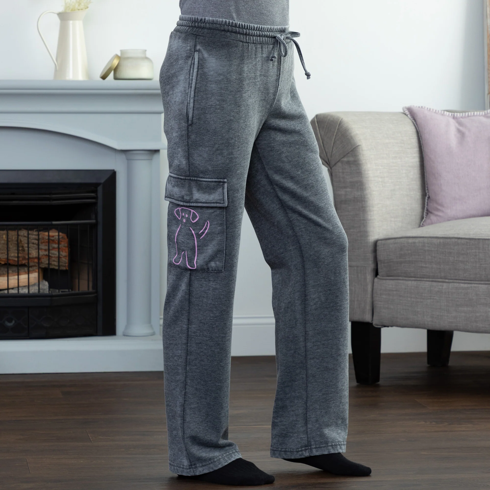 Paw Print Burnout Cargo Pocket Pants - Image 40