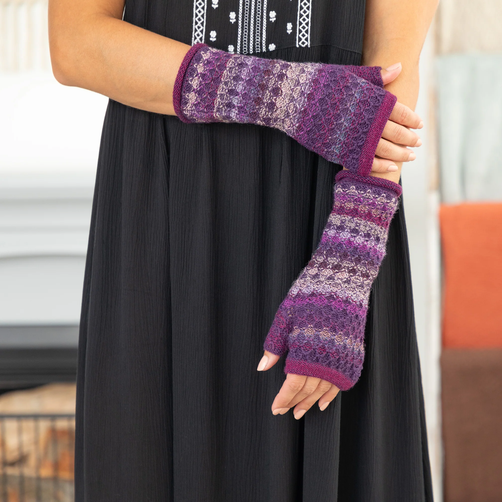 Colorful Alpaca Fingerless Mittens - Image 3