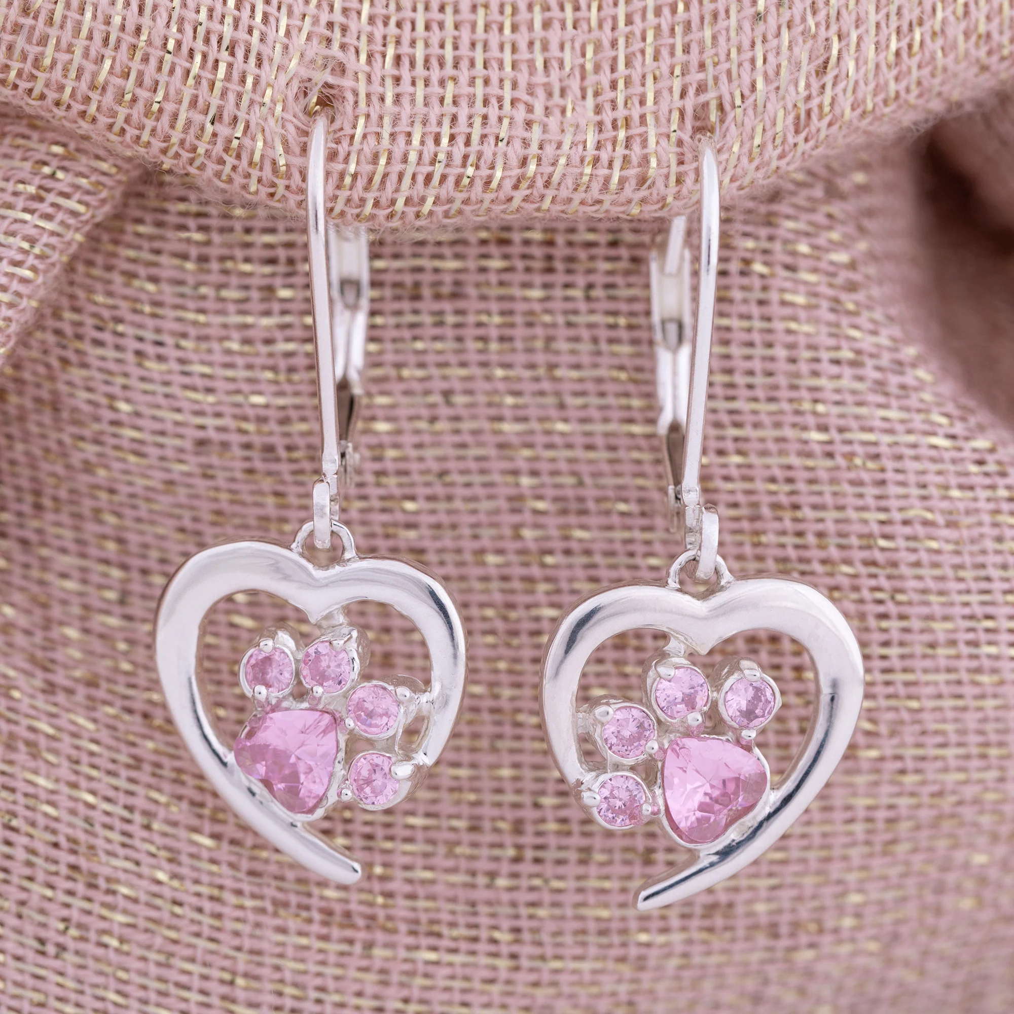 Always in My Heart Sterling Birthstone Paw Print Earrings - Image 10