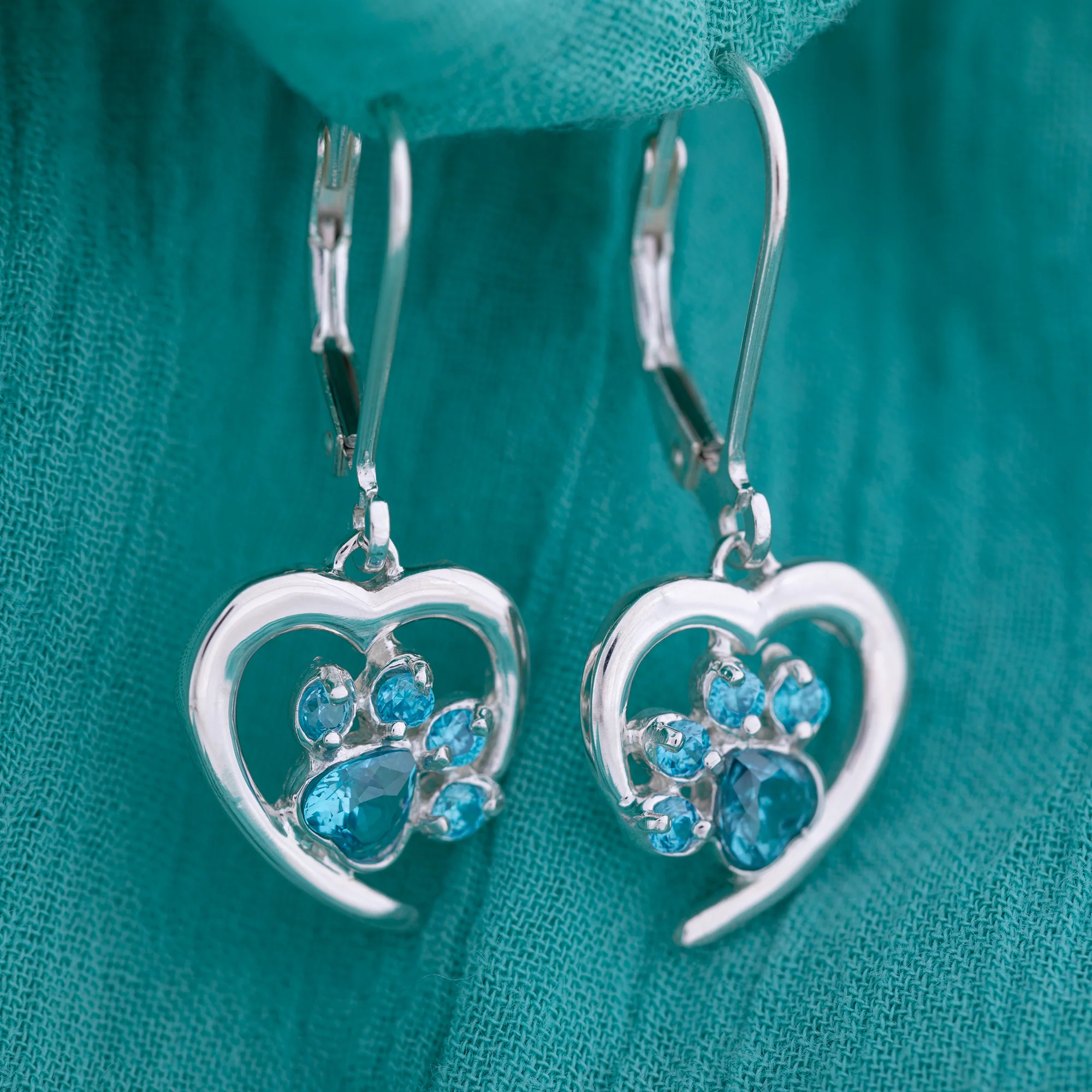 Always in My Heart Sterling Birthstone Paw Print Earrings - Image 12