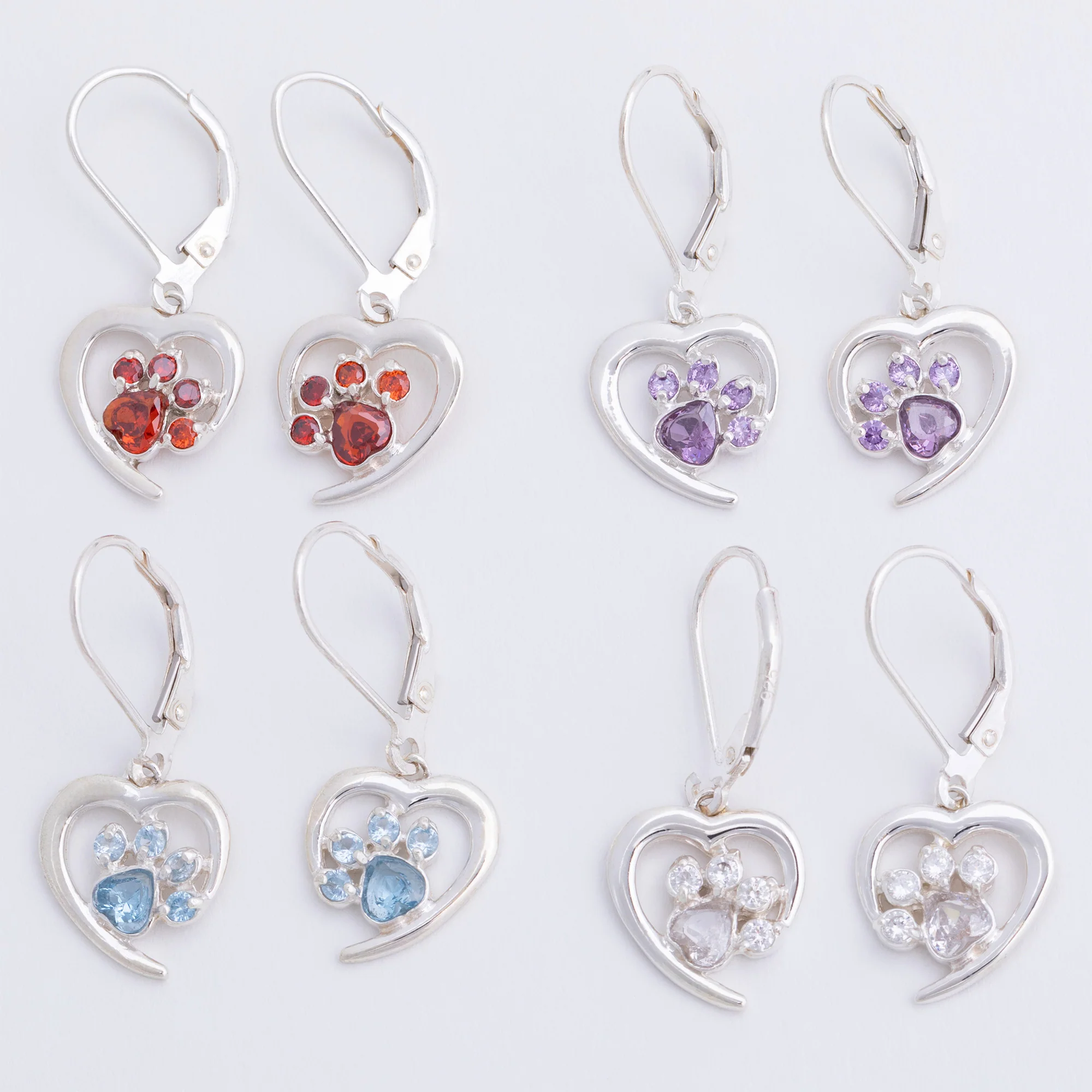 Always in My Heart Sterling Birthstone Paw Print Earrings - Image 16