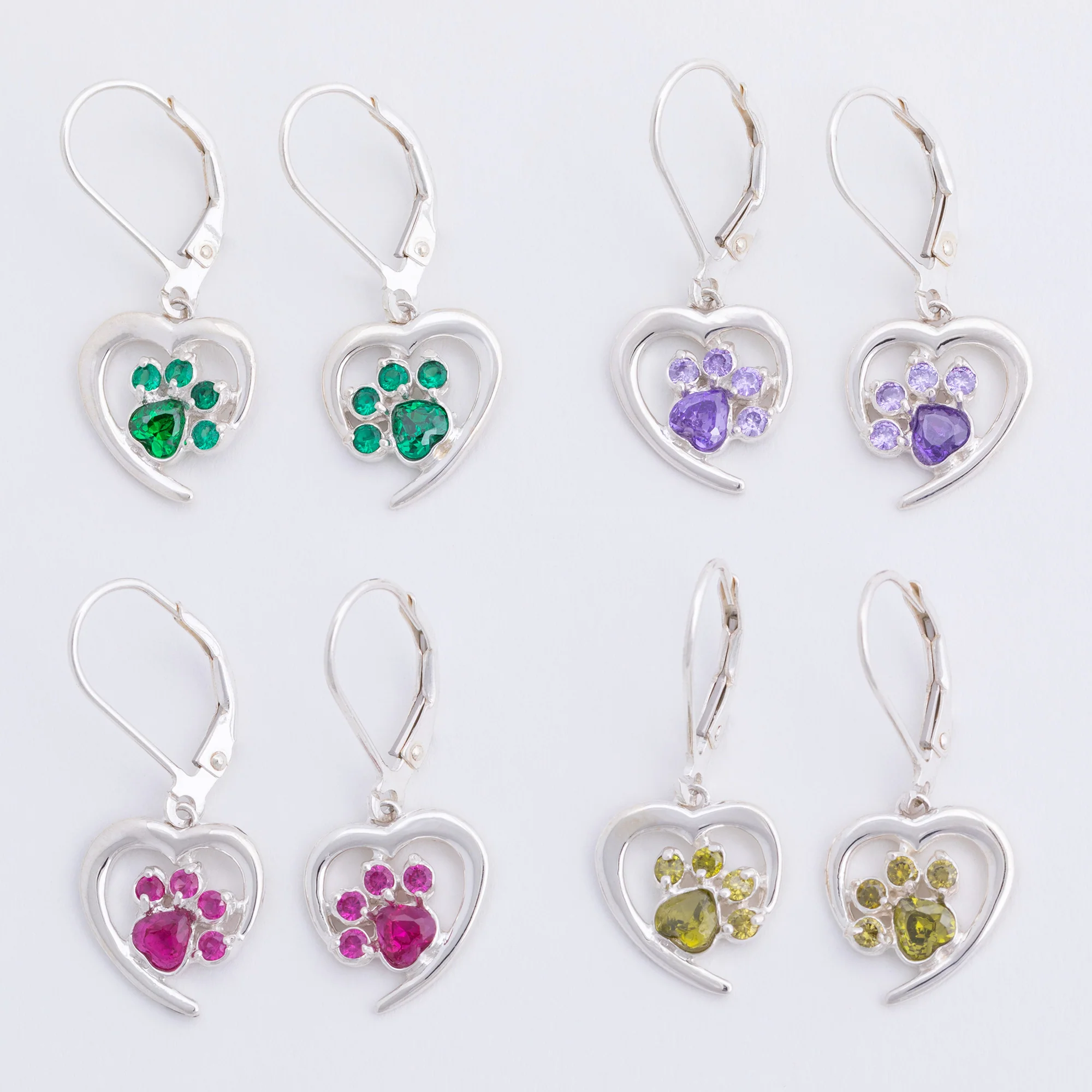 Always in My Heart Sterling Birthstone Paw Print Earrings - Image 17