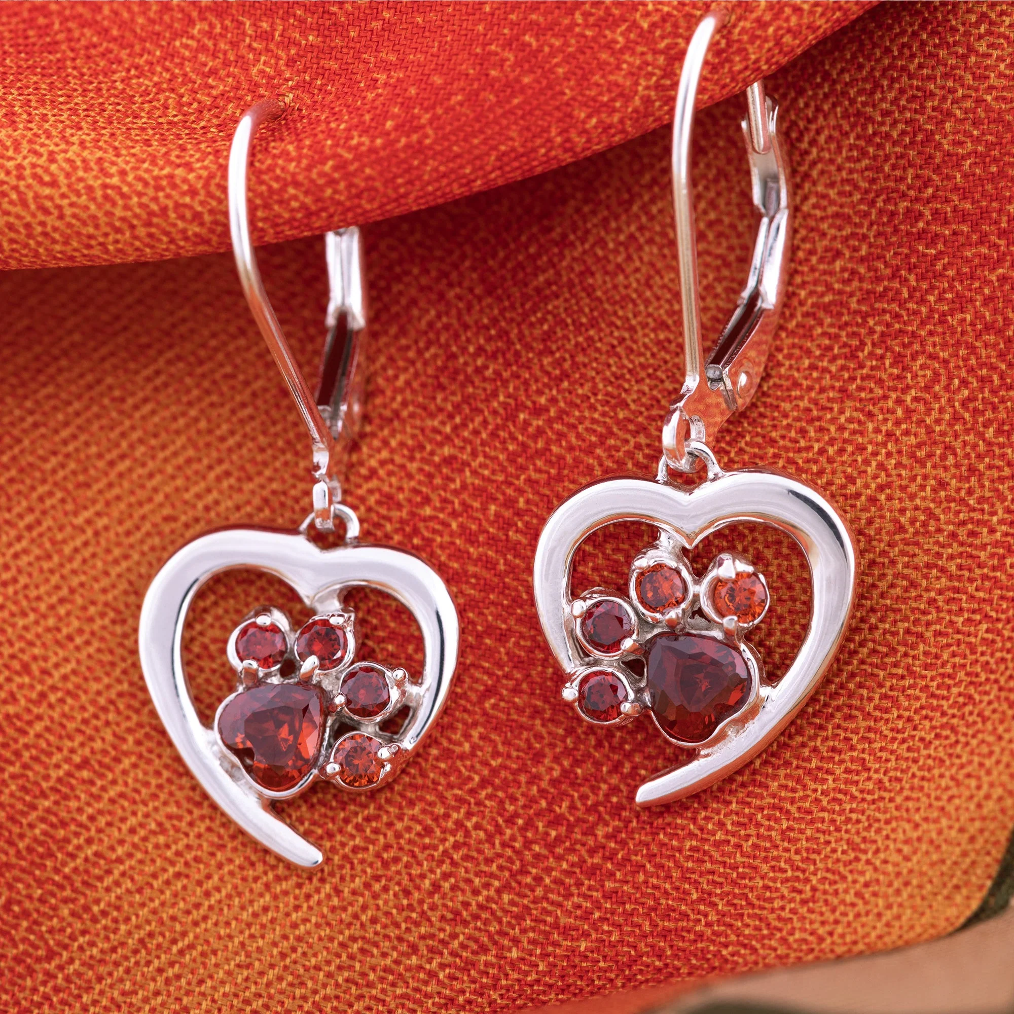 Always in My Heart Sterling Birthstone Paw Print Earrings - Image 19