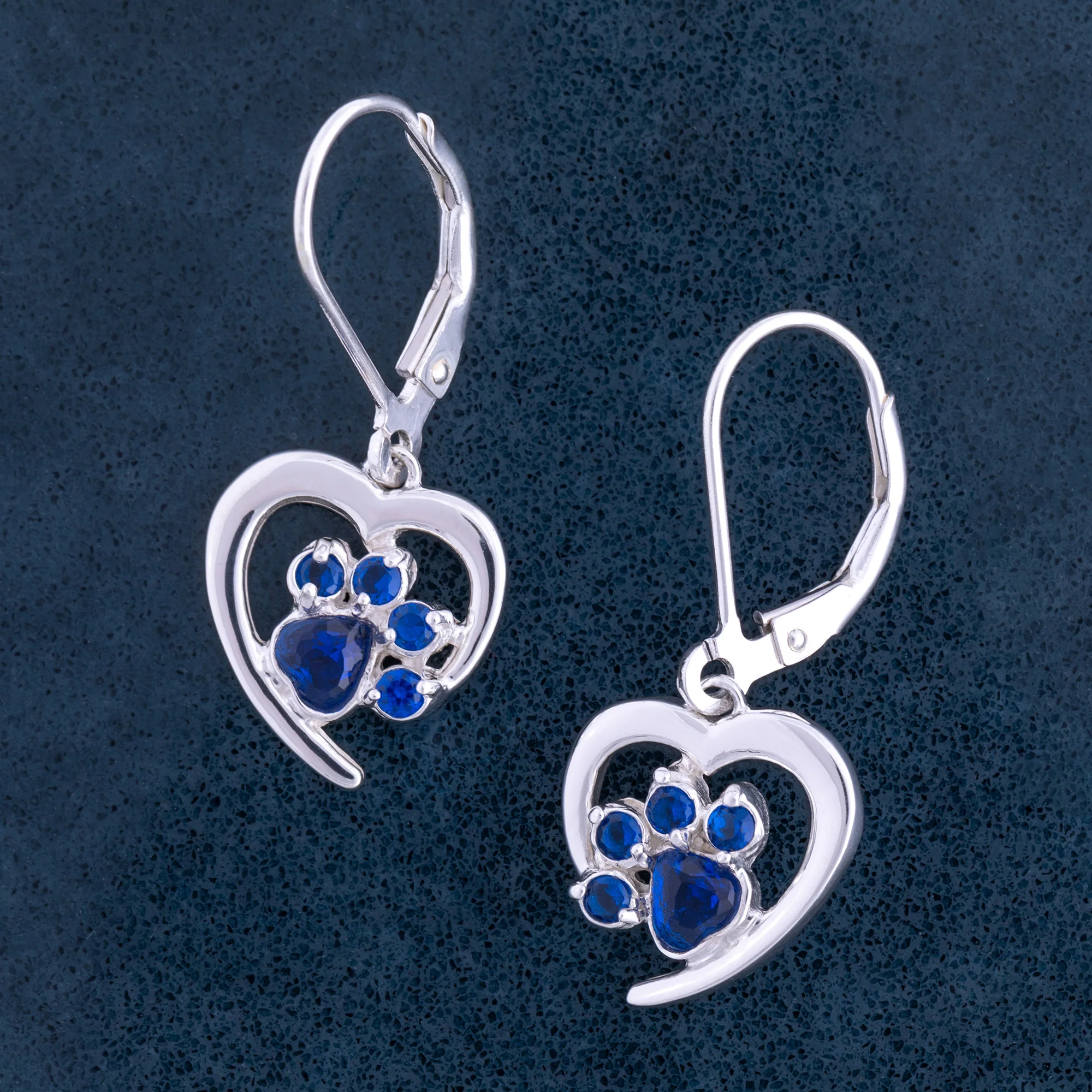 Always in My Heart Sterling Birthstone Paw Print Earrings - Image 9