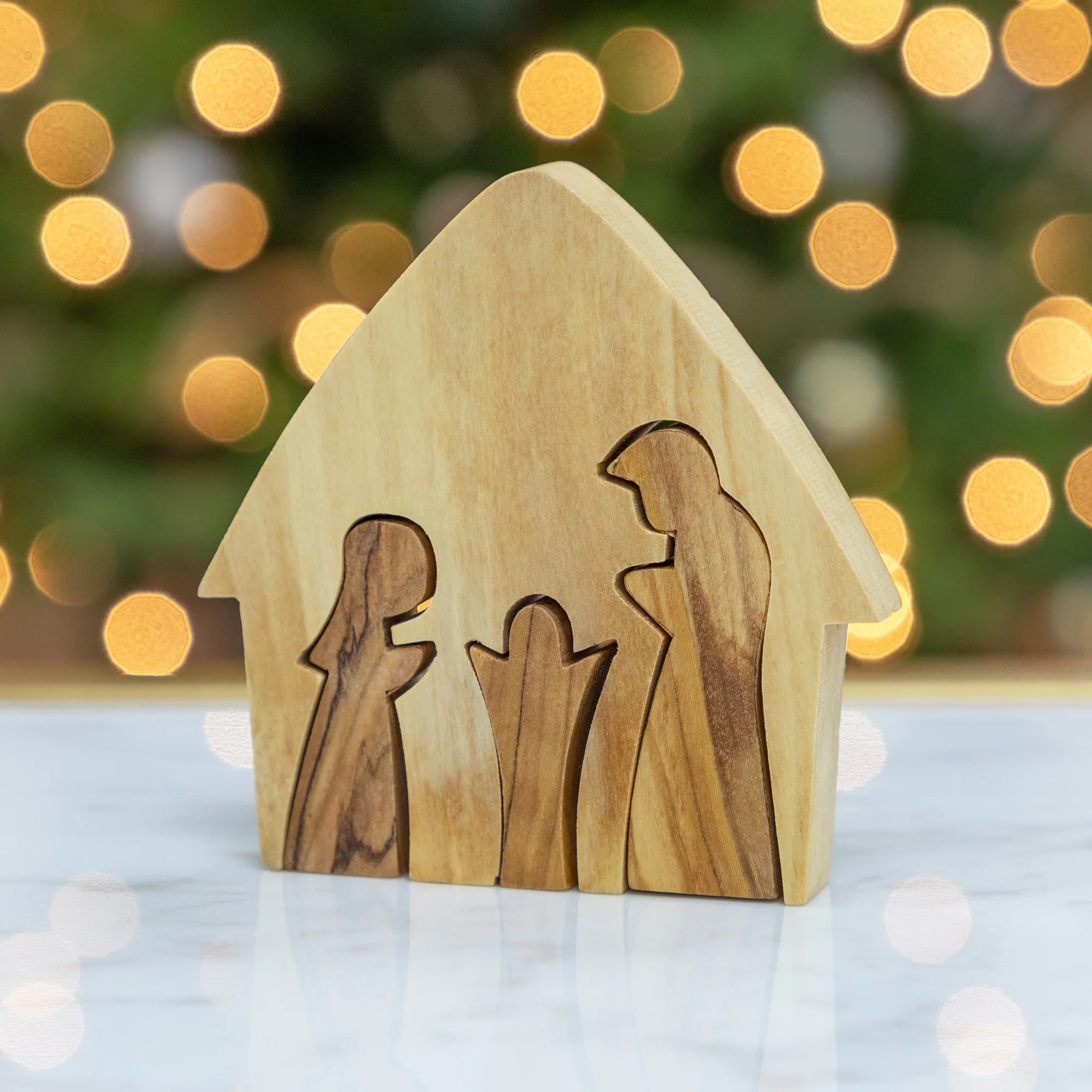 Hand Carved Olive Wood Holy Family Nativity Puzzle - Image 3