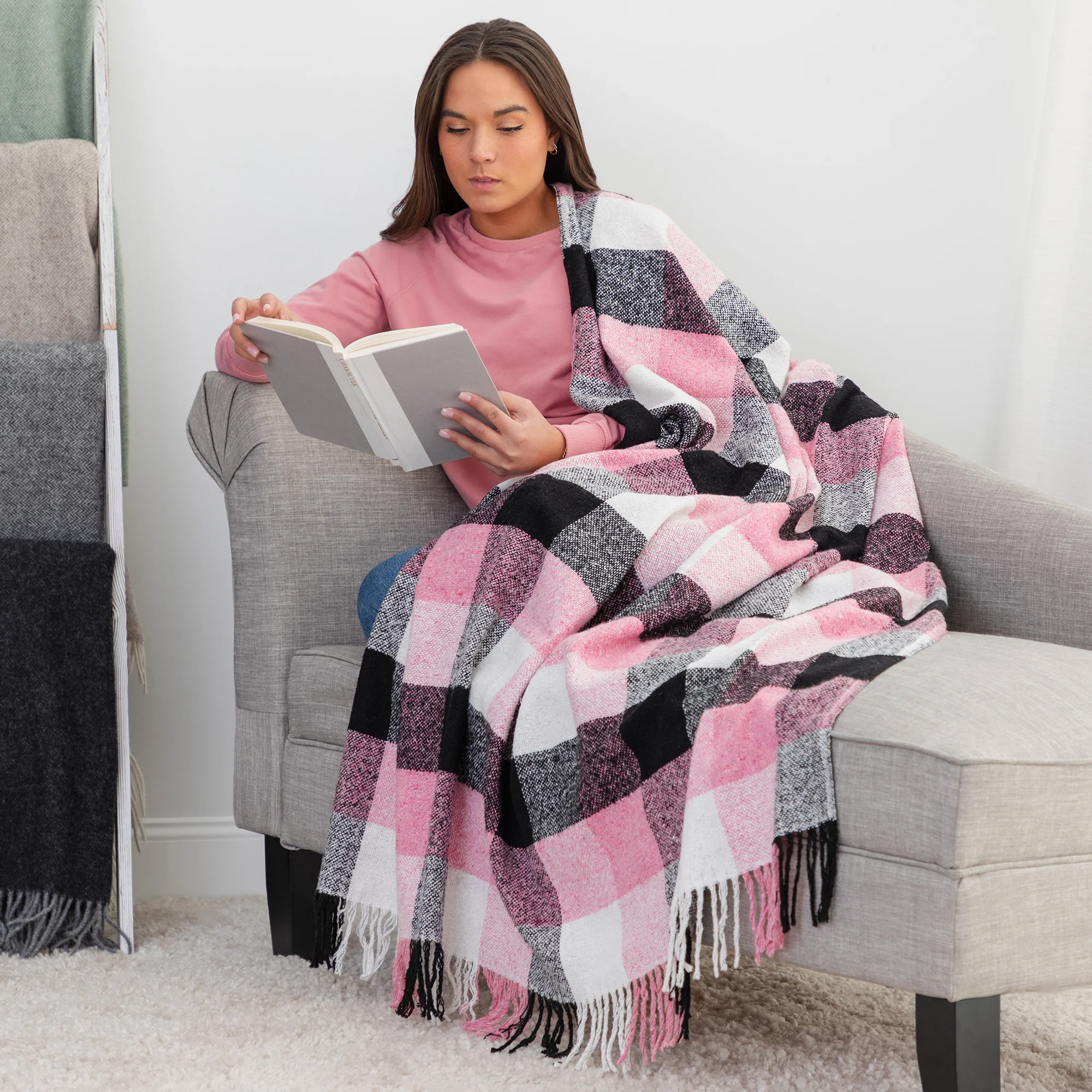 Ukrainian Wool-Blend Fringed Throw Blanket - Image 22