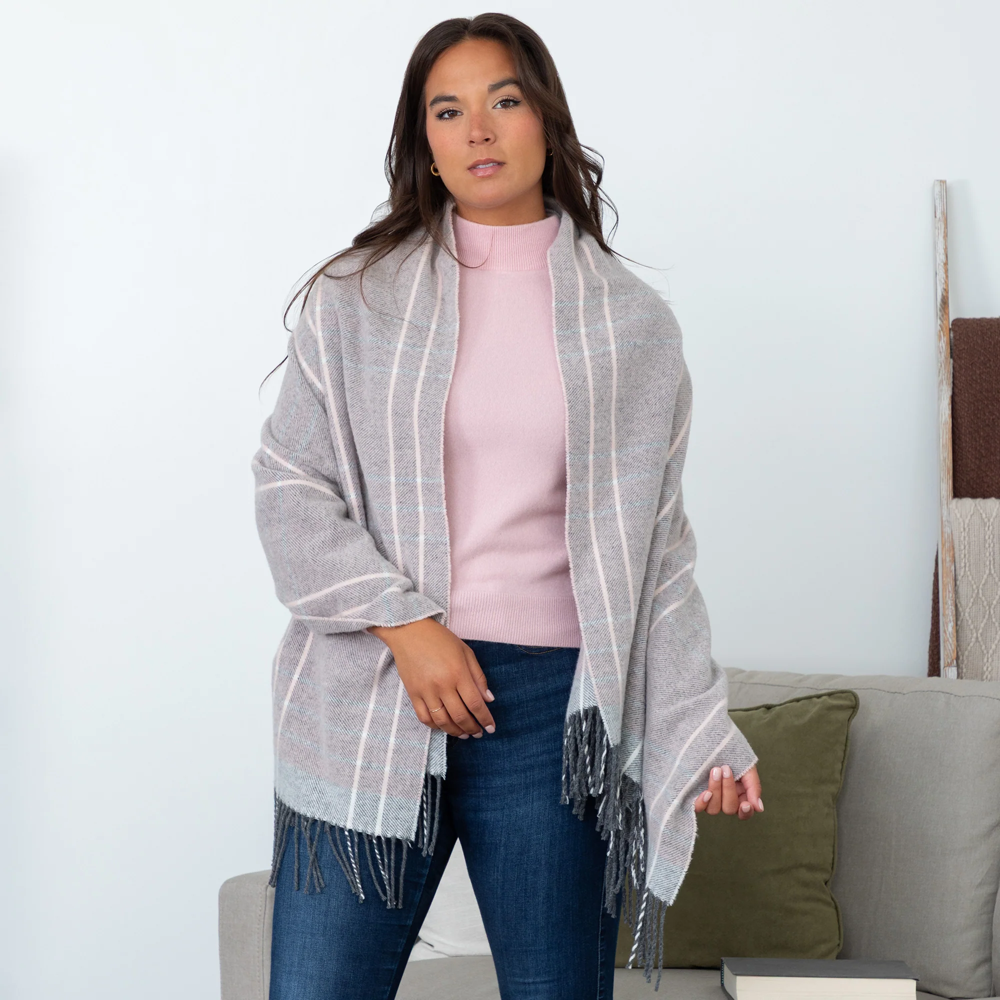 Ukrainian Merino Wool & Cashmere Plaid Shawl - Image 12