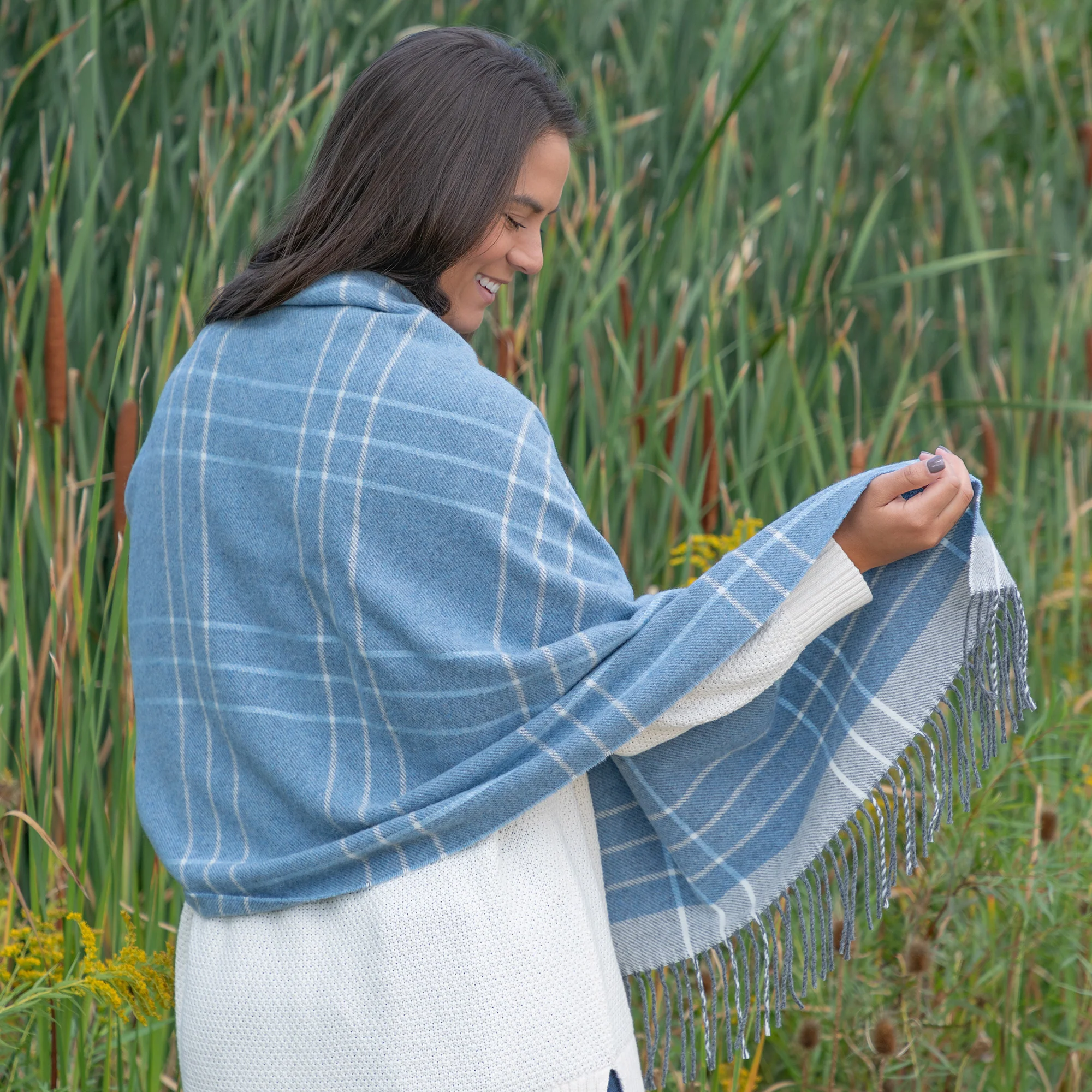 Ukrainian Merino Wool & Cashmere Plaid Shawl - Image 17