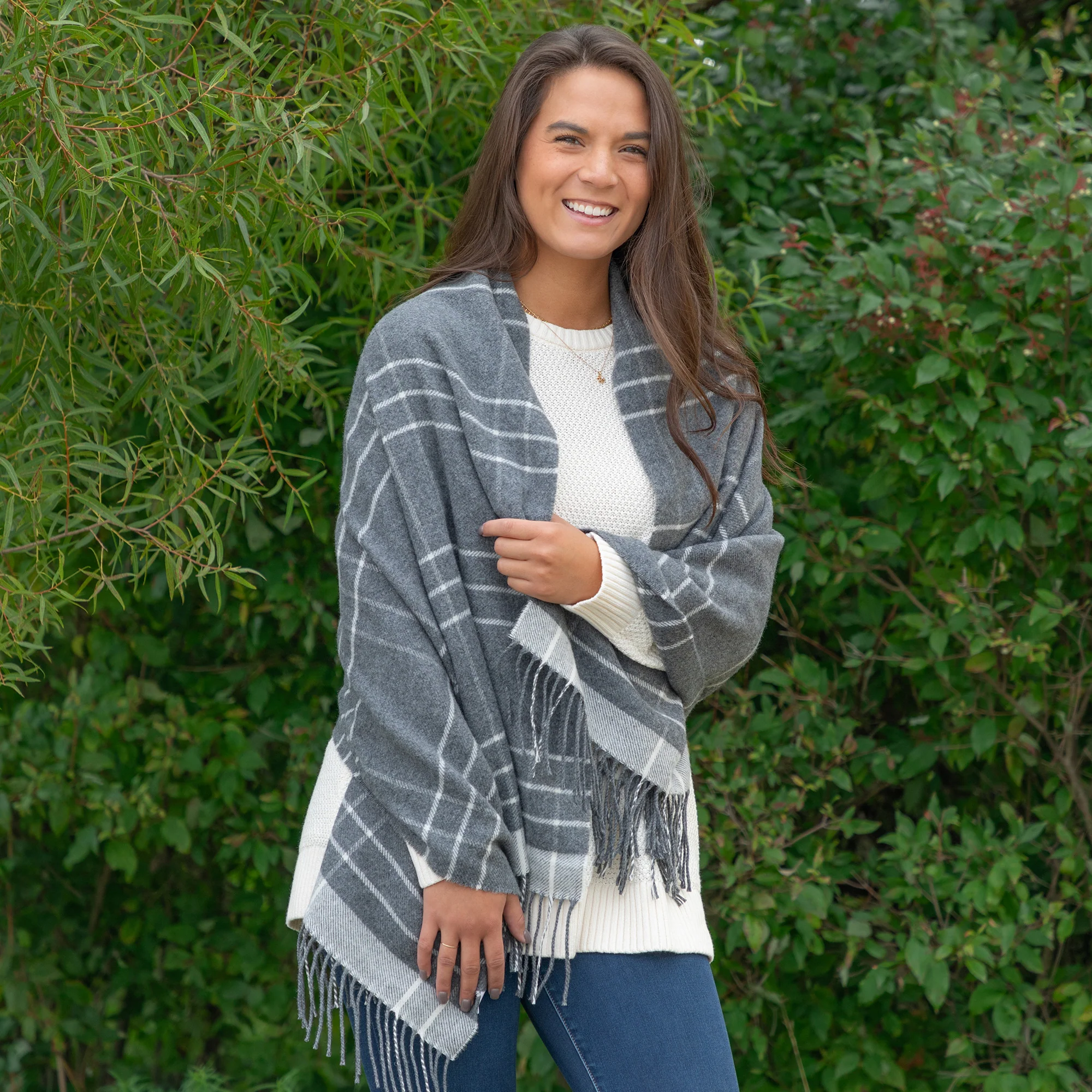 Ukrainian Merino Wool & Cashmere Plaid Shawl - Image 2