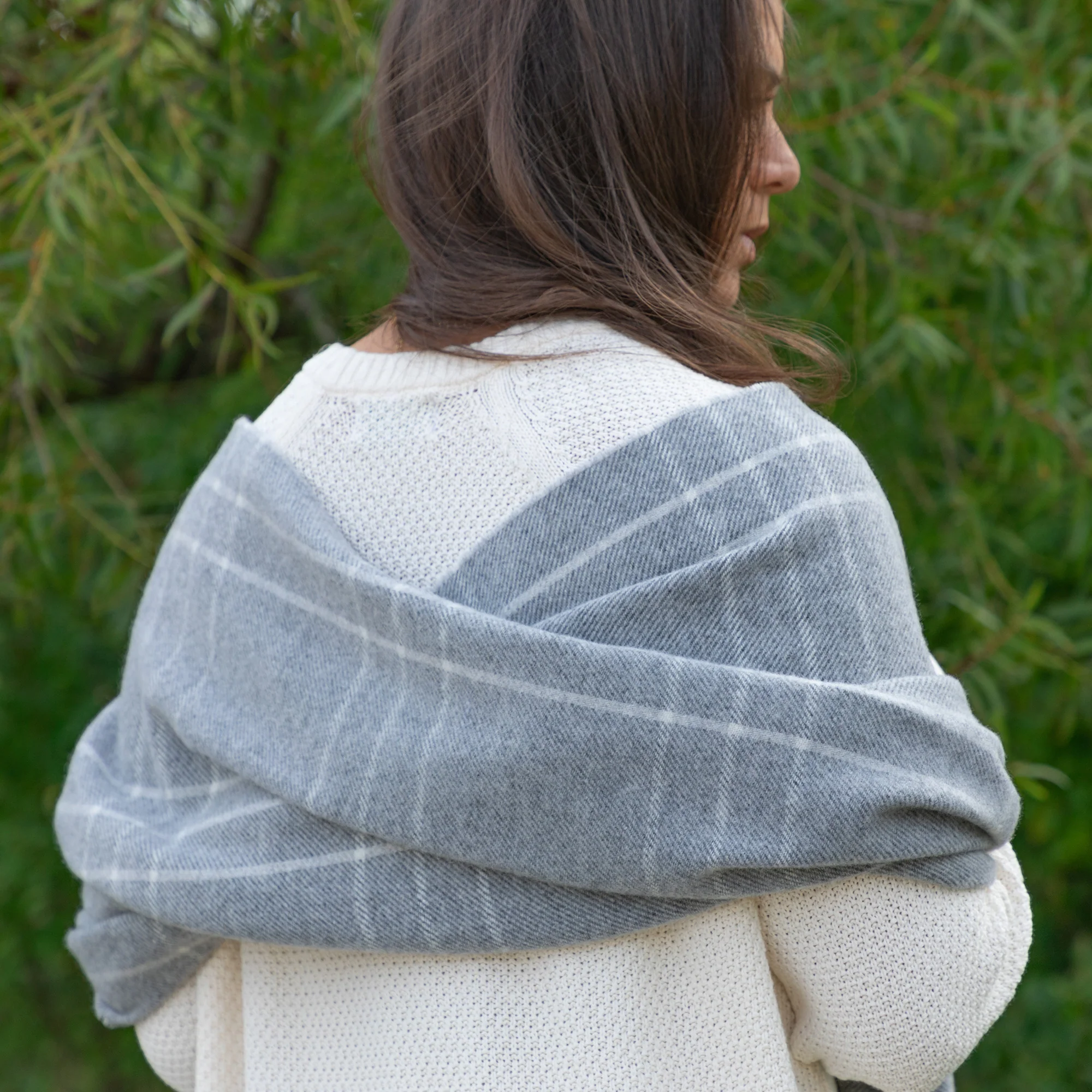 Ukrainian Merino Wool & Cashmere Plaid Shawl - Image 21