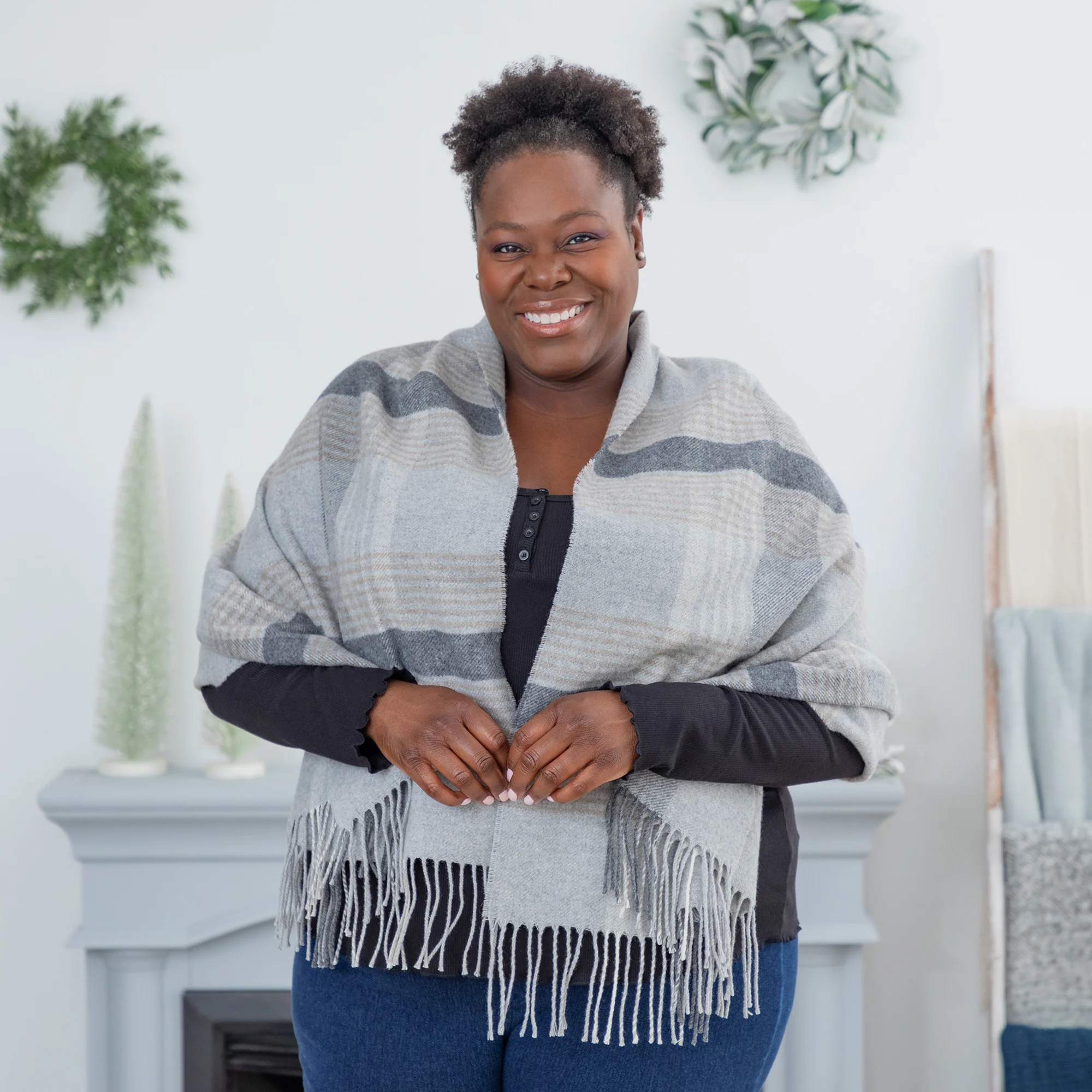 Ukrainian Merino Wool & Cashmere Plaid Shawl - Image 33