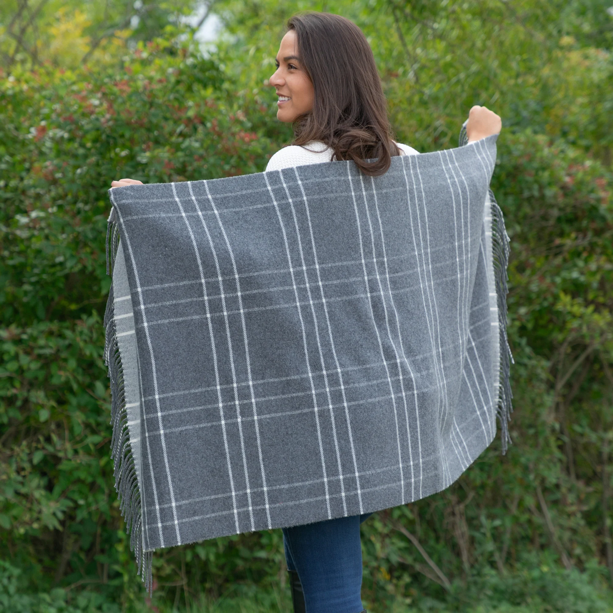 Ukrainian Merino Wool & Cashmere Plaid Shawl - Image 4