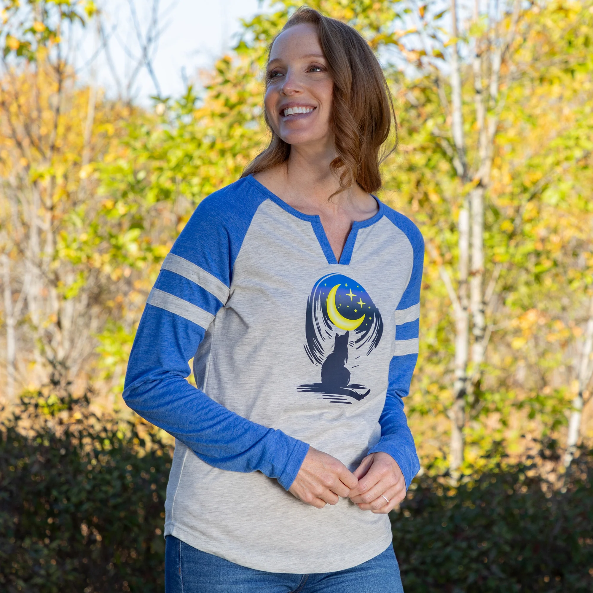 Kittens & Moon Long Sleeve Heathered Tee - Image 12