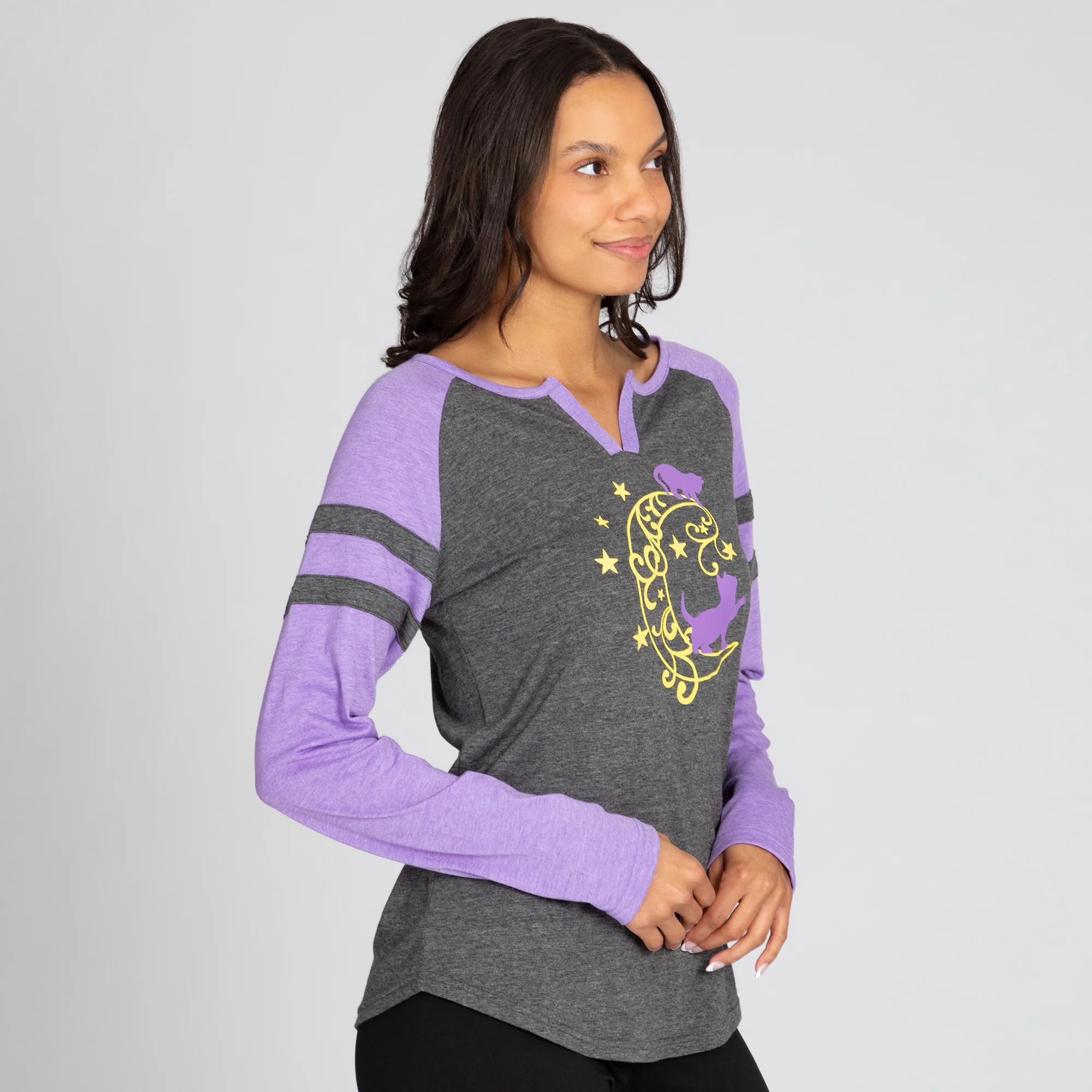 Kittens & Moon Long Sleeve Heathered Tee - Image 9