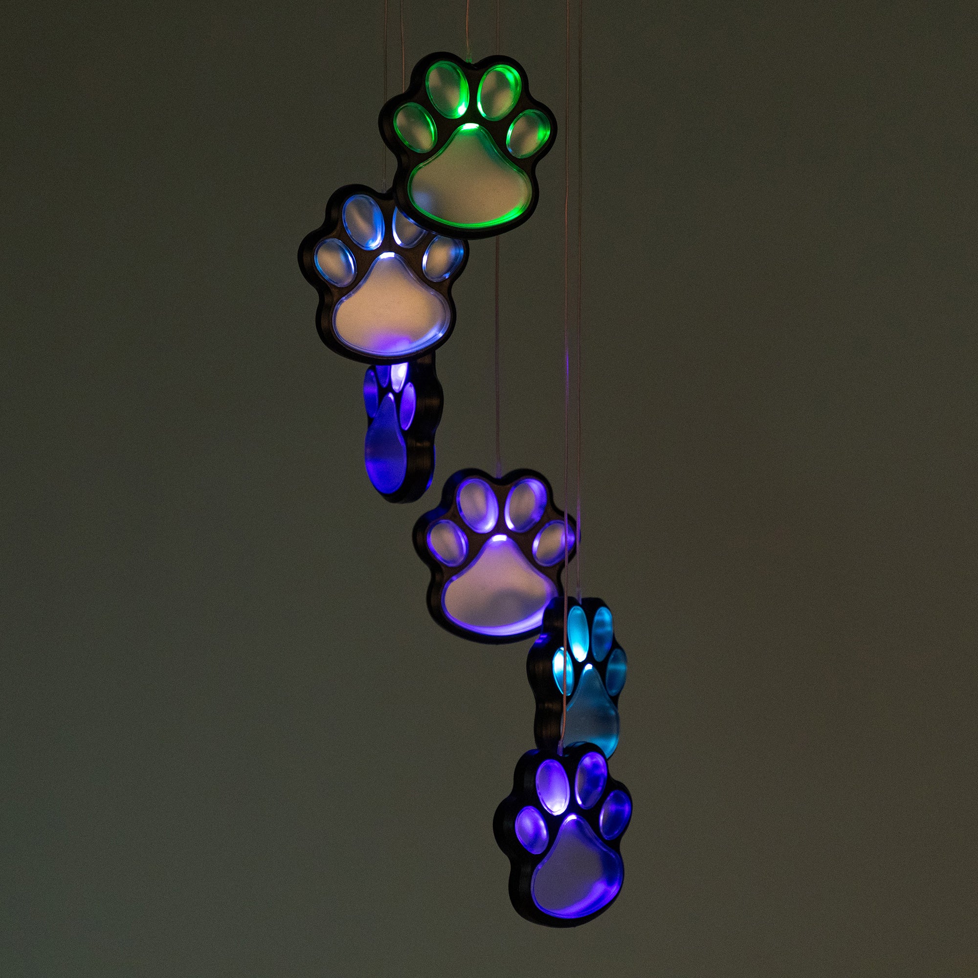 Multicolor Paw Print Solar Chime - Image 2