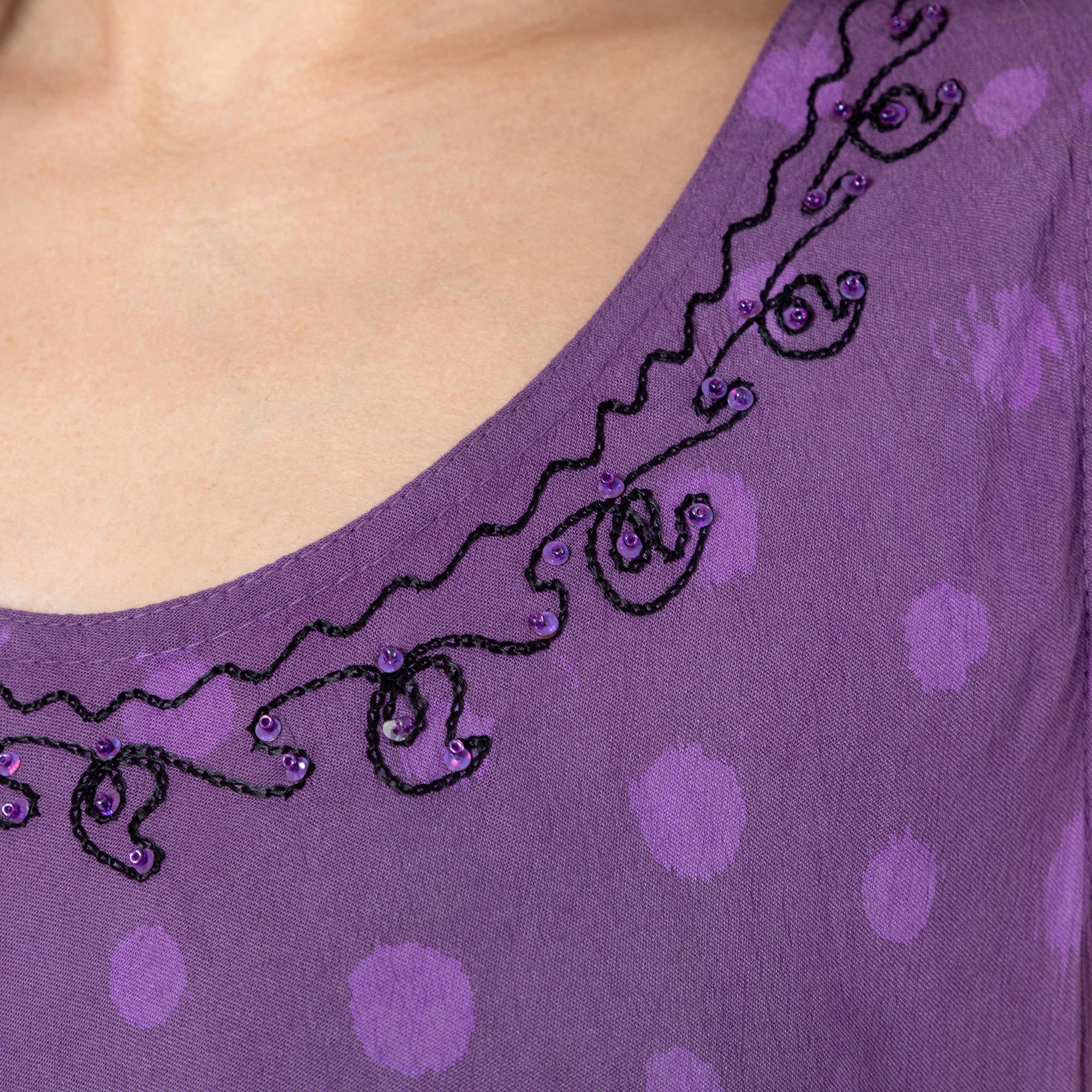 Purple Tie-Dye & Dots Sleeveless Dress - Image 3